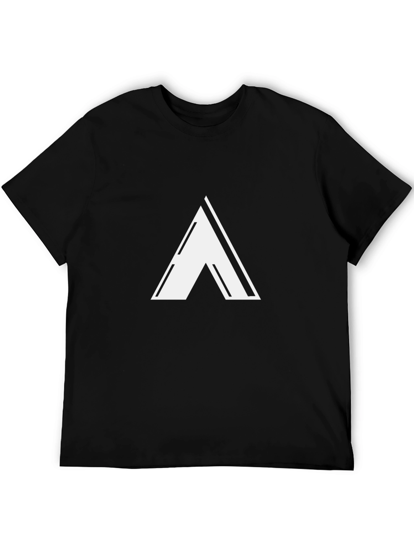 Modern Black T-Shirt with White Triangle Design
