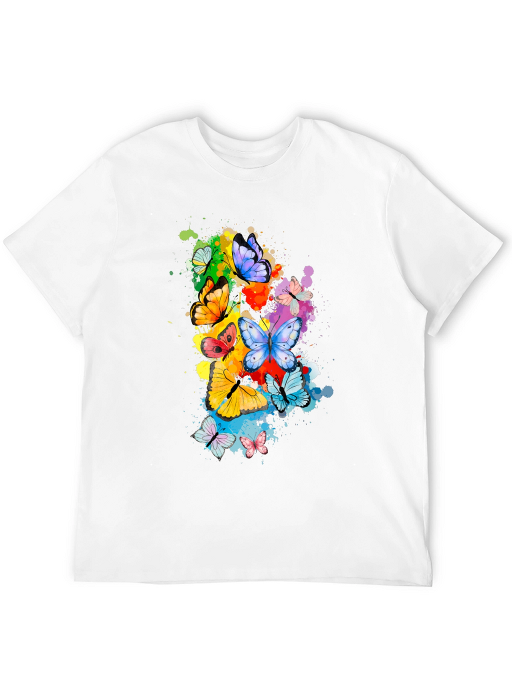 Butterfly Splatter Print Black T-Shirt