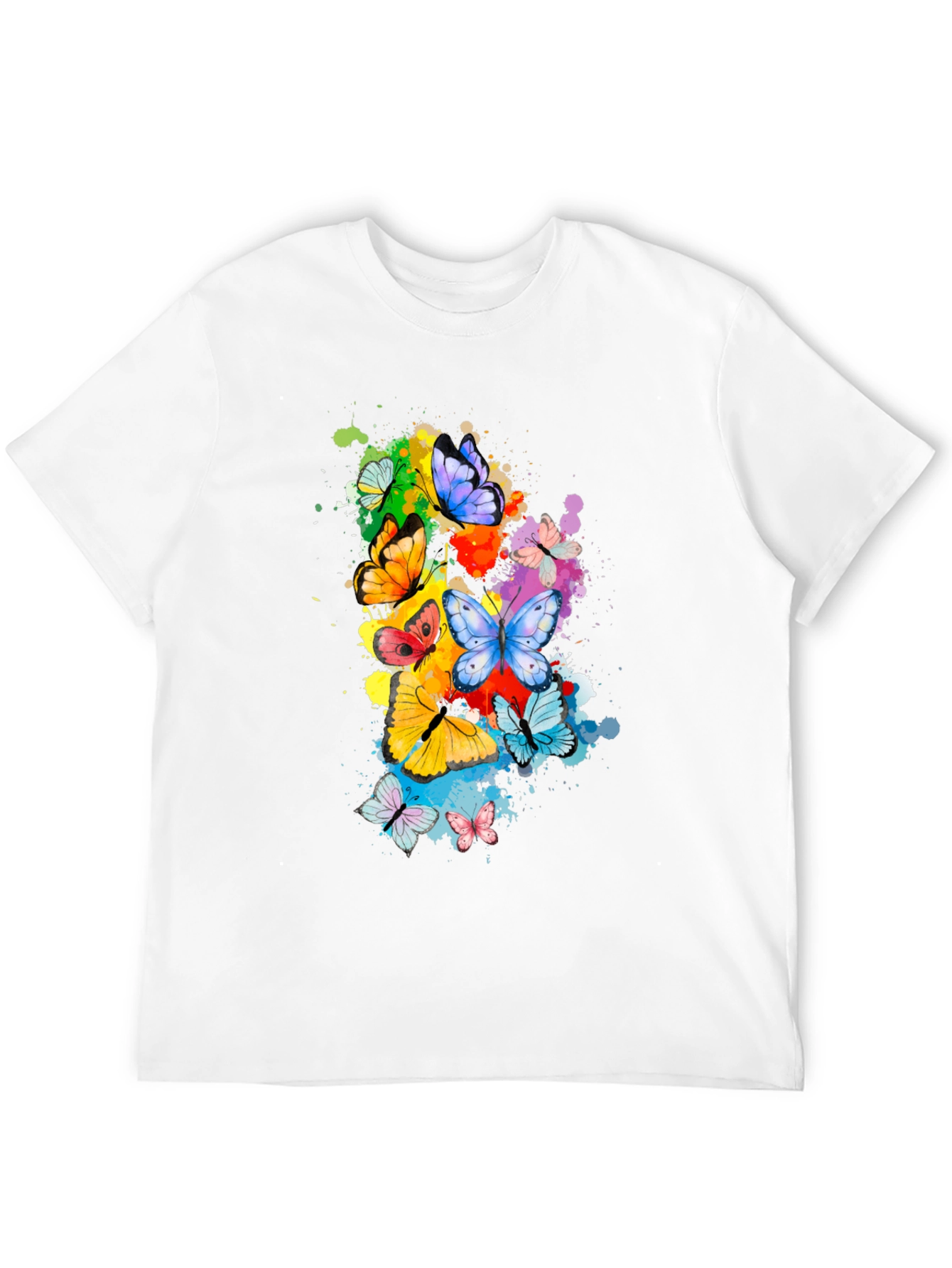 Butterfly Splatter Print Black T-Shirt