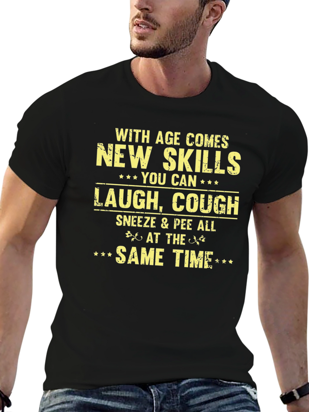 Humorous Age Skills Graphic Tee