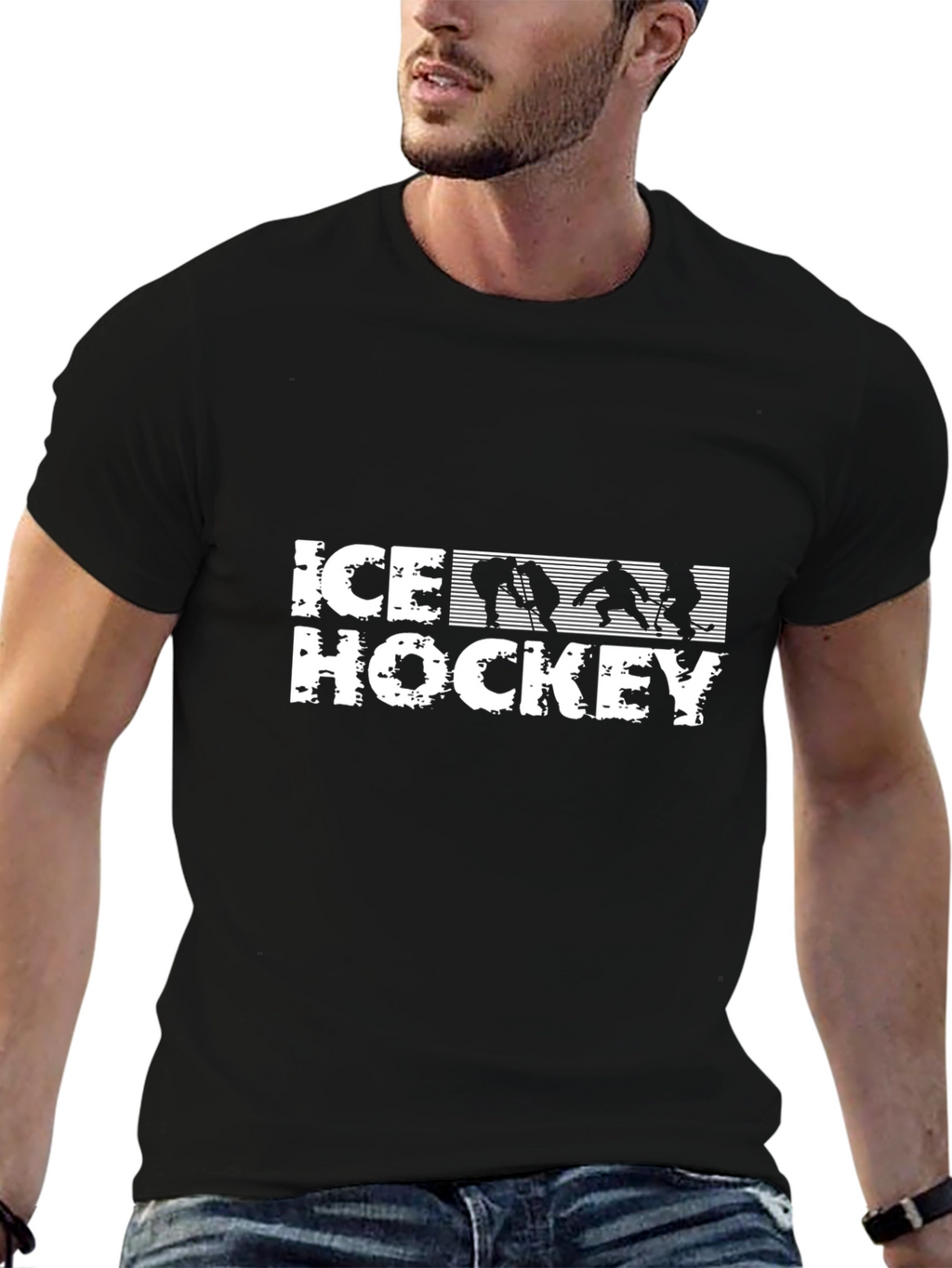 Ice Hockey Graphic T-Shirt - Black
