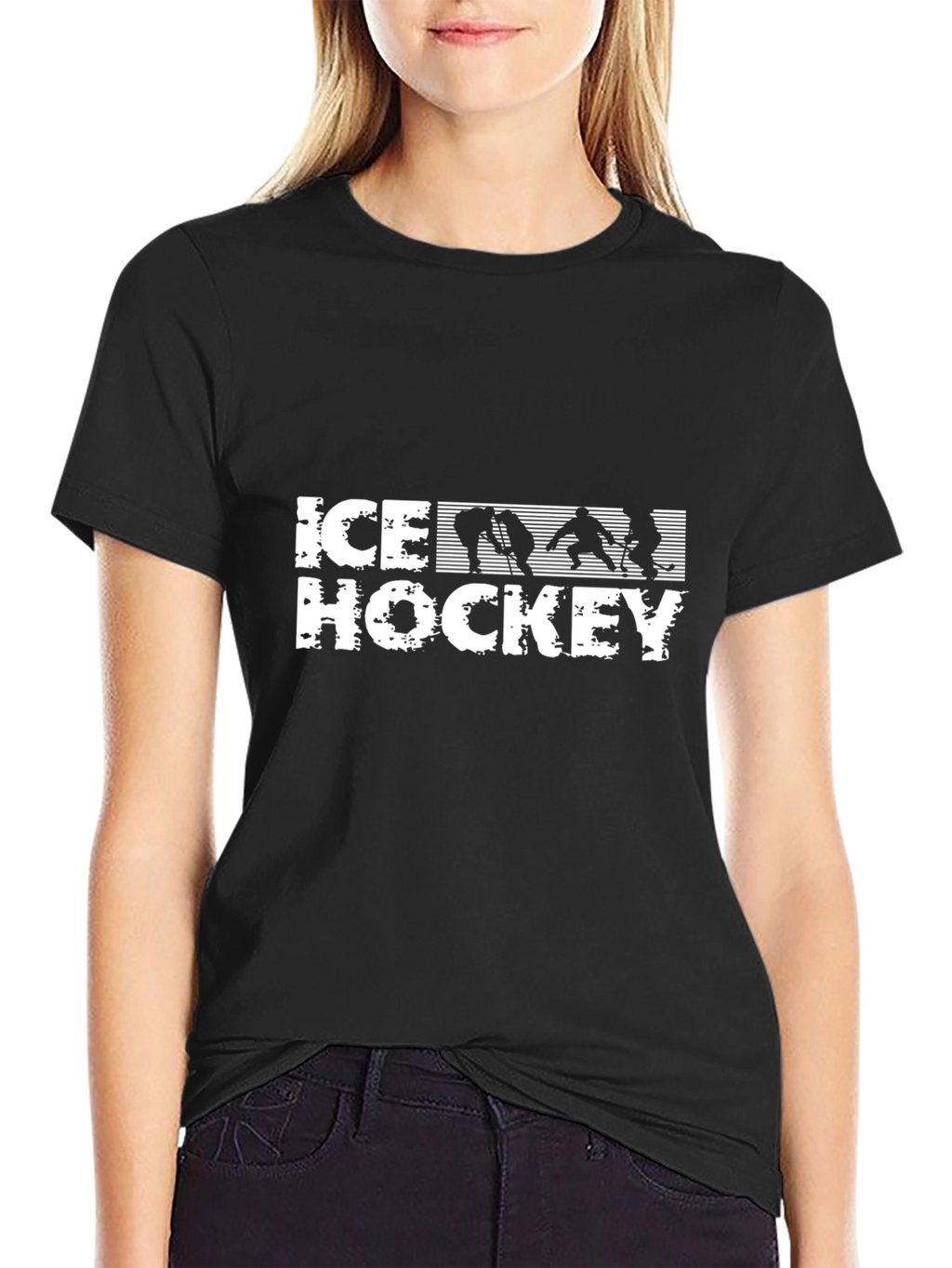 Ice Hockey Graphic T-Shirt - Black