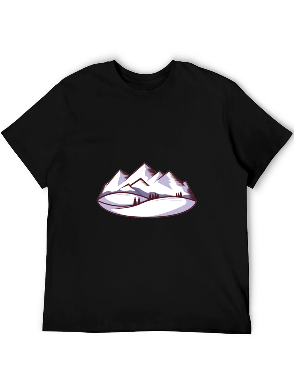 Mountain Scene Graphic Tee - Black Crew Neck