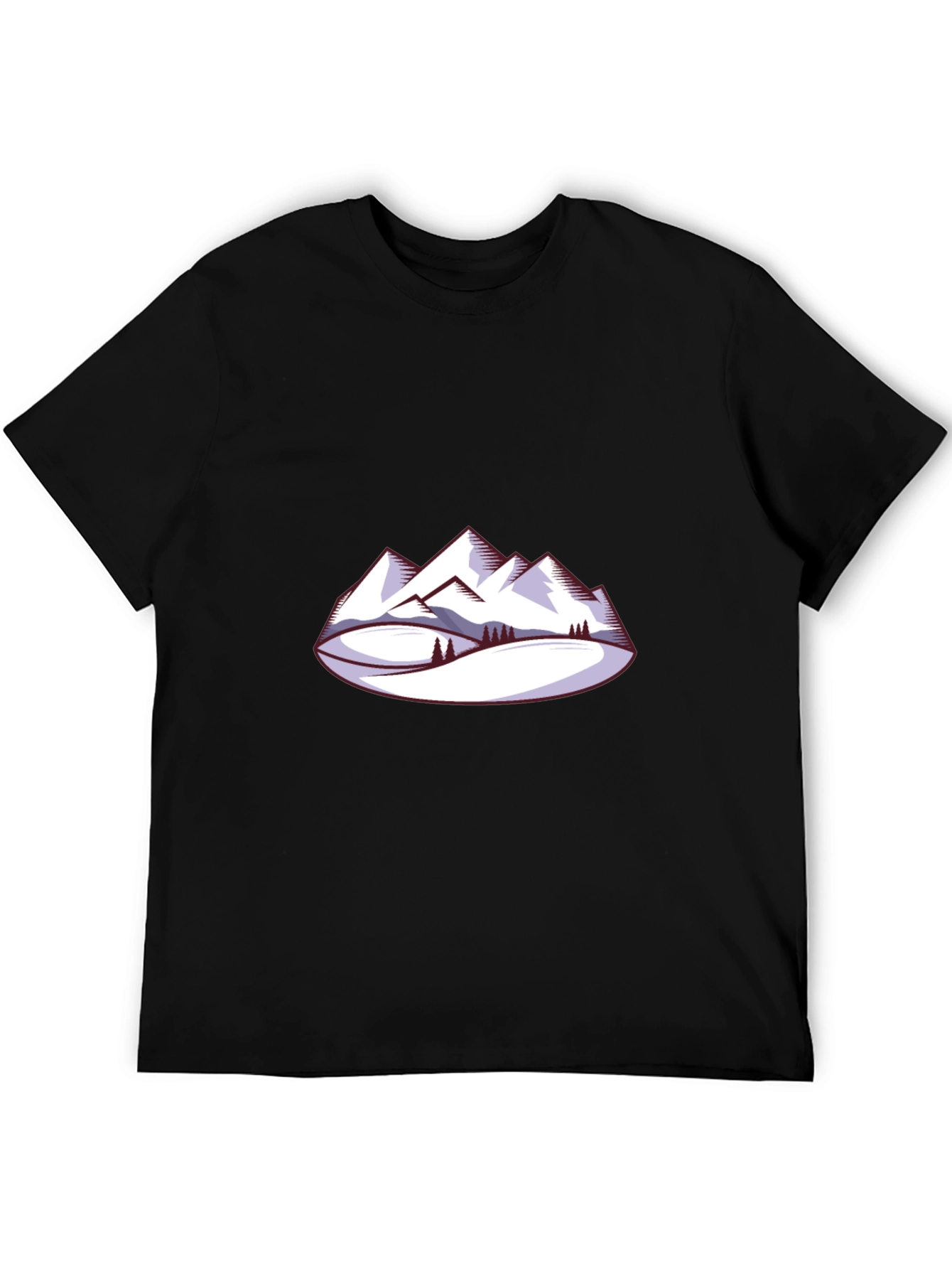 Mountain Scene Graphic Tee - Black Crew Neck