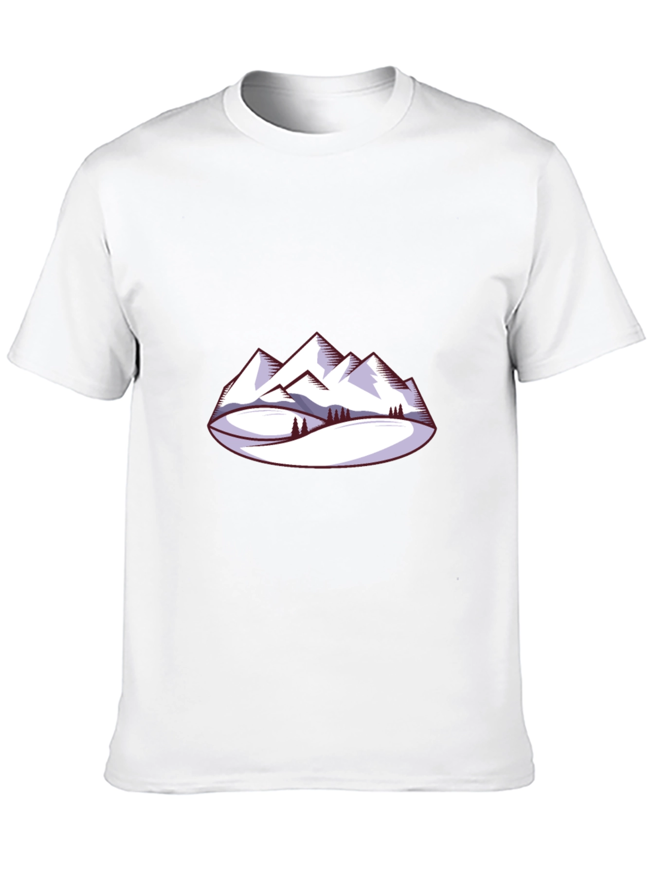 Mountain Scene Graphic Tee - Black Crew Neck