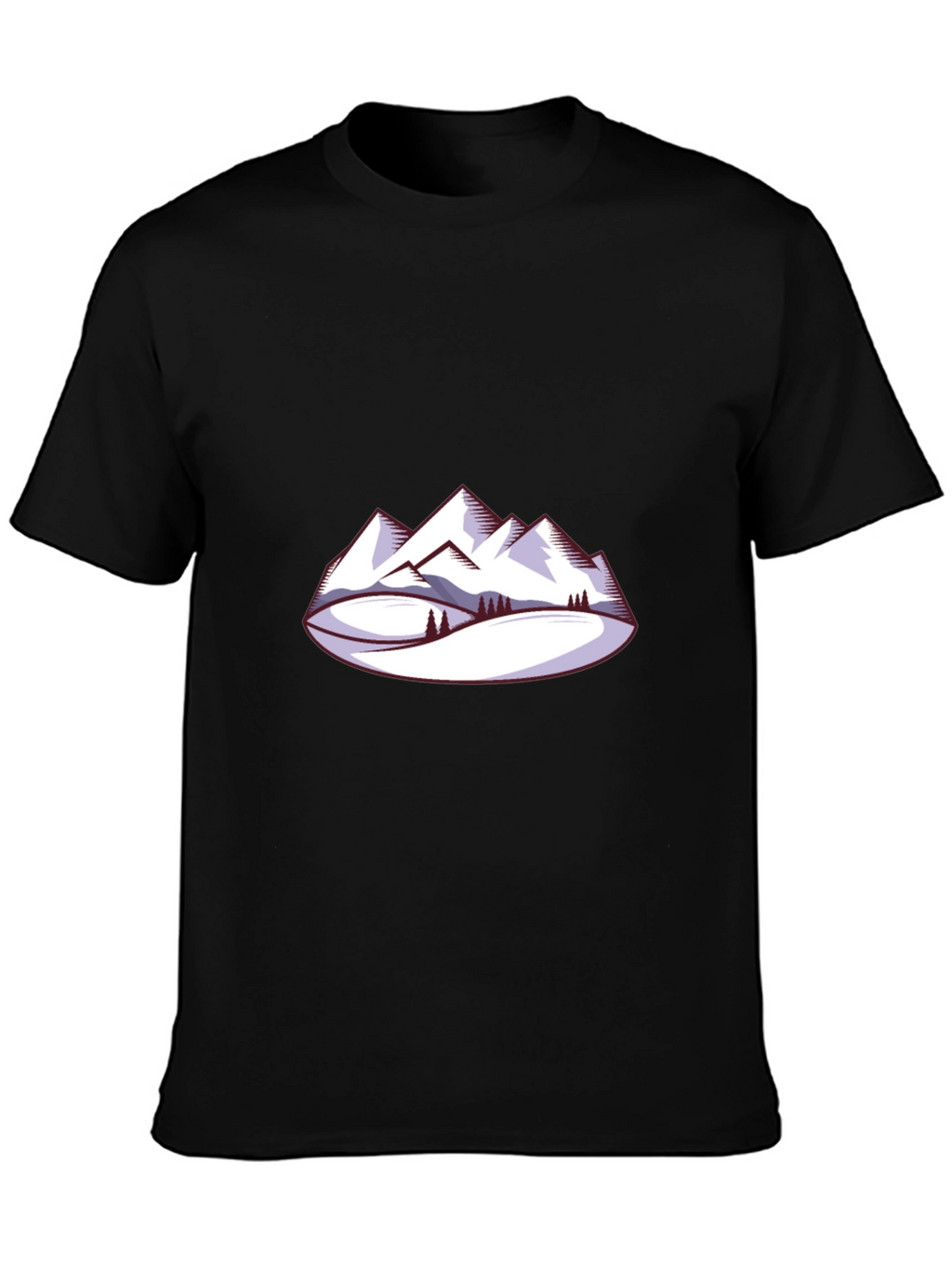 Mountain Scene Graphic Tee - Black Crew Neck