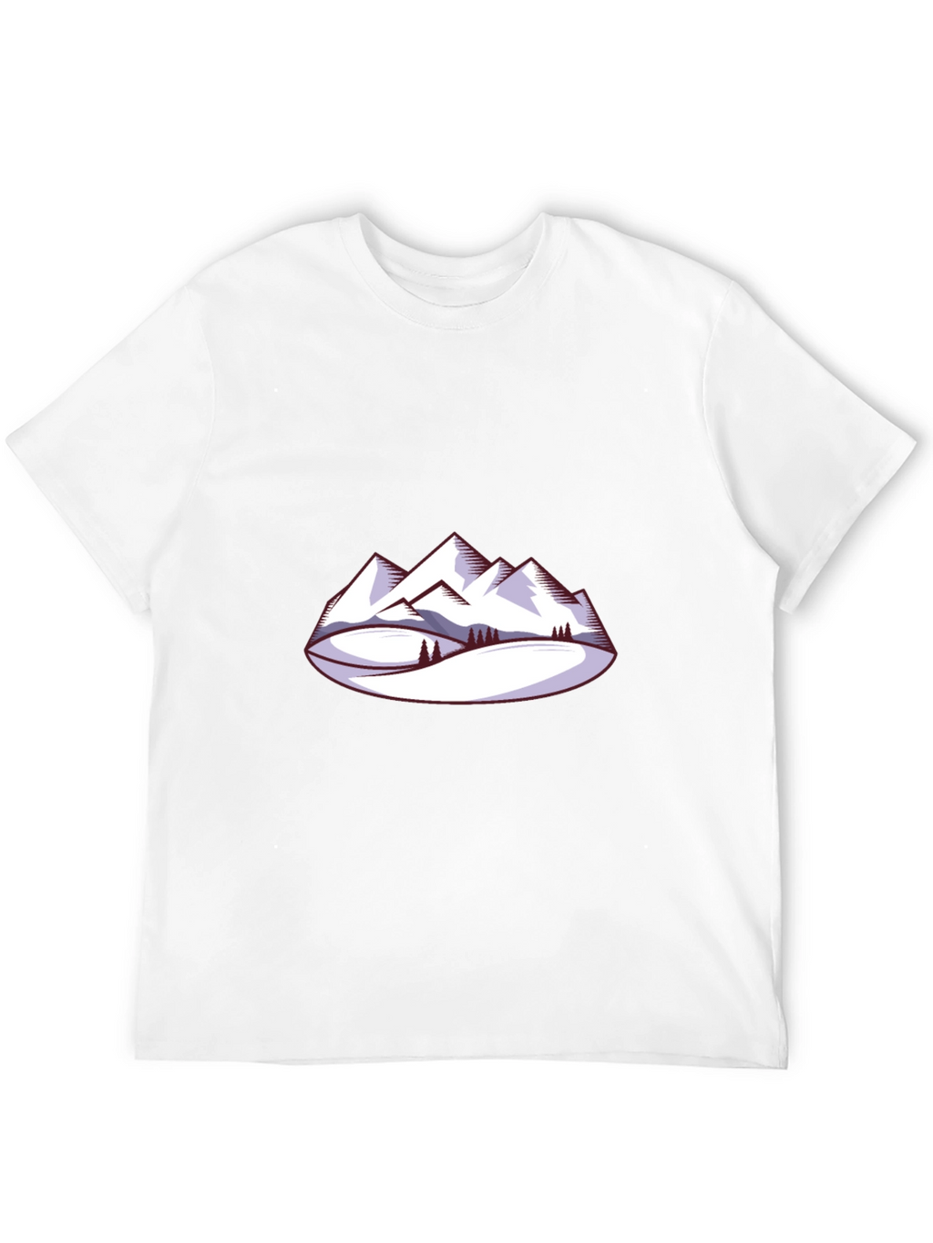 Mountain Scene Graphic Tee - Black Crew Neck
