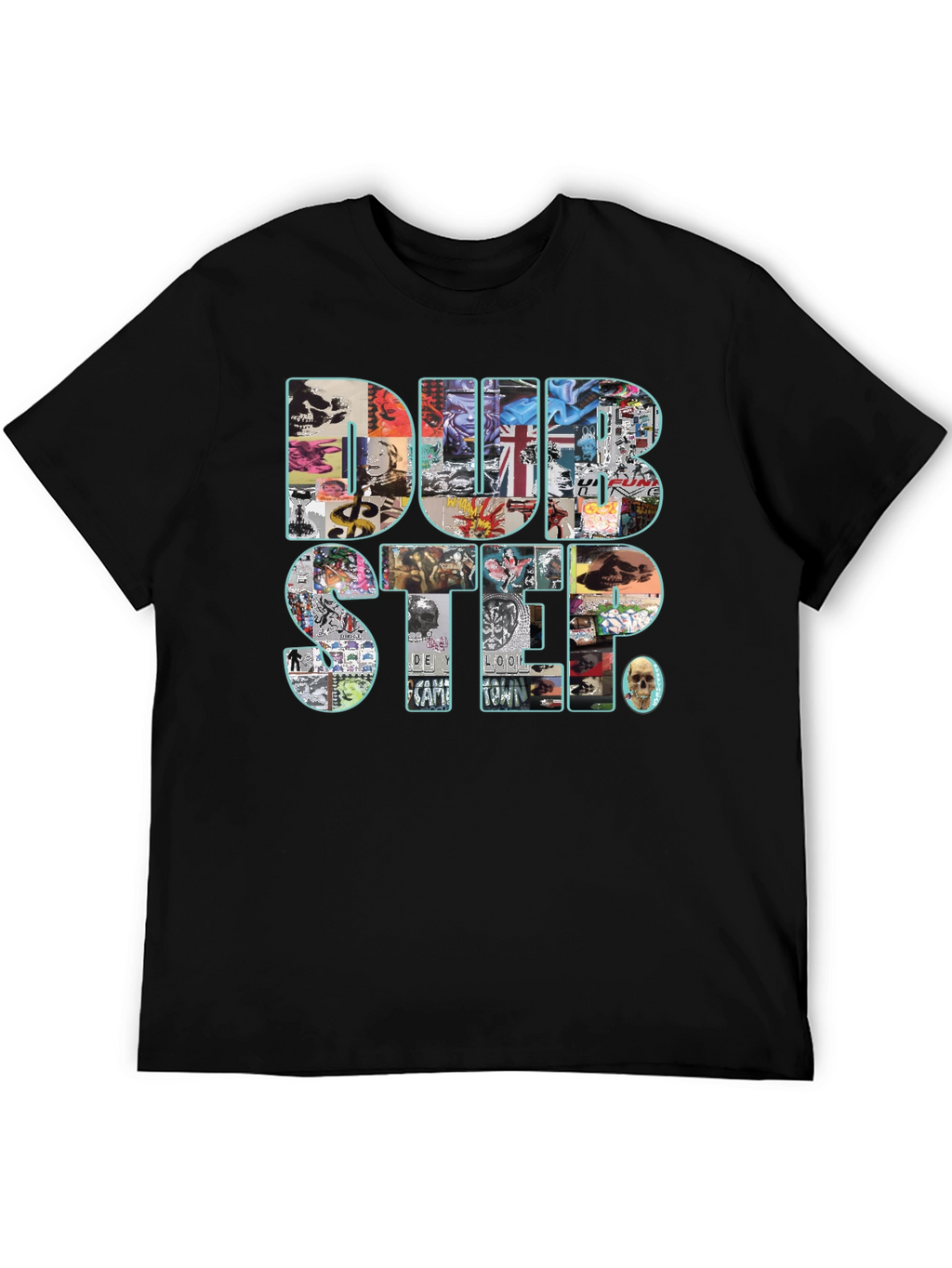 Dubstep Collage Graphic Black T-Shirt