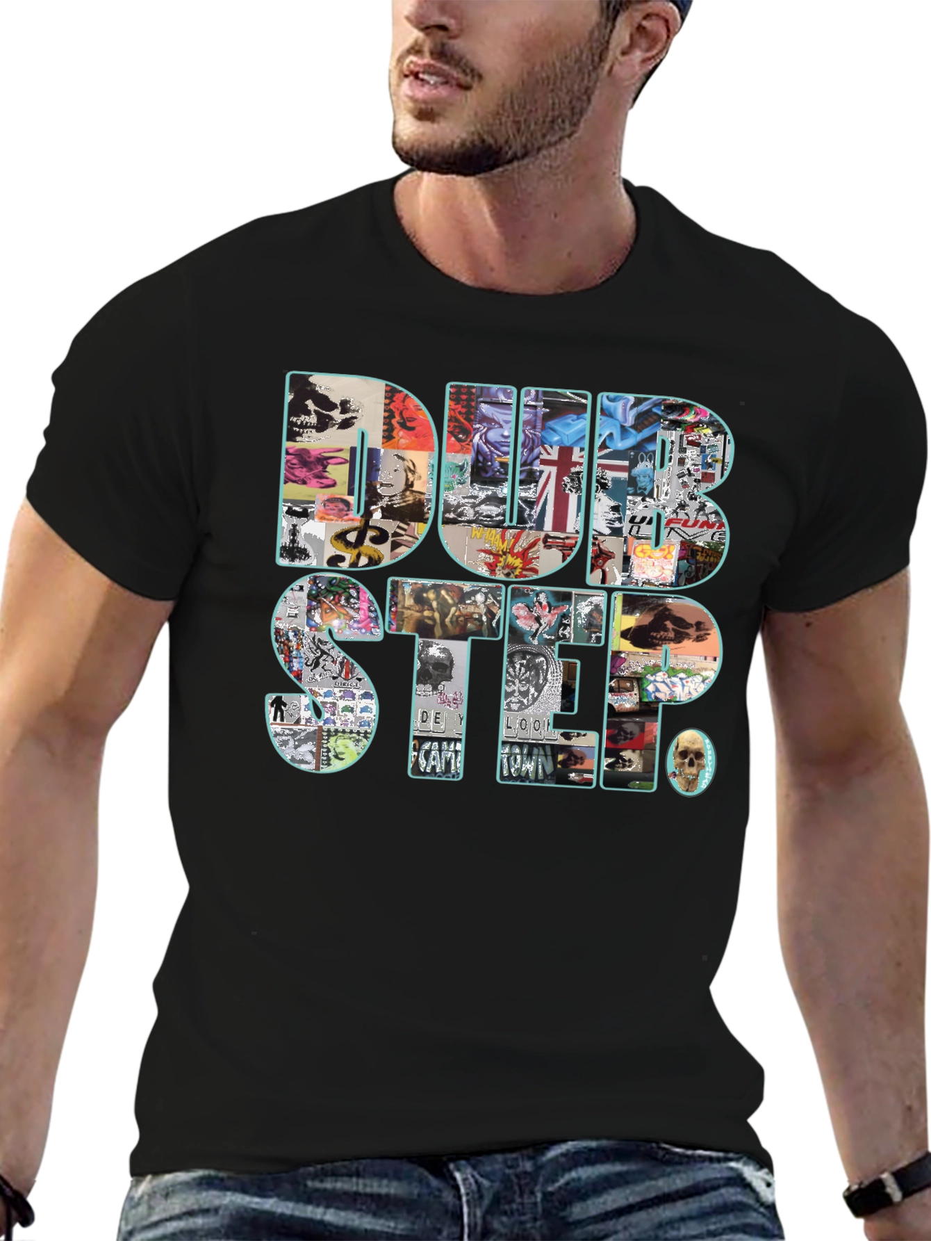 Dubstep Collage Graphic Black T-Shirt