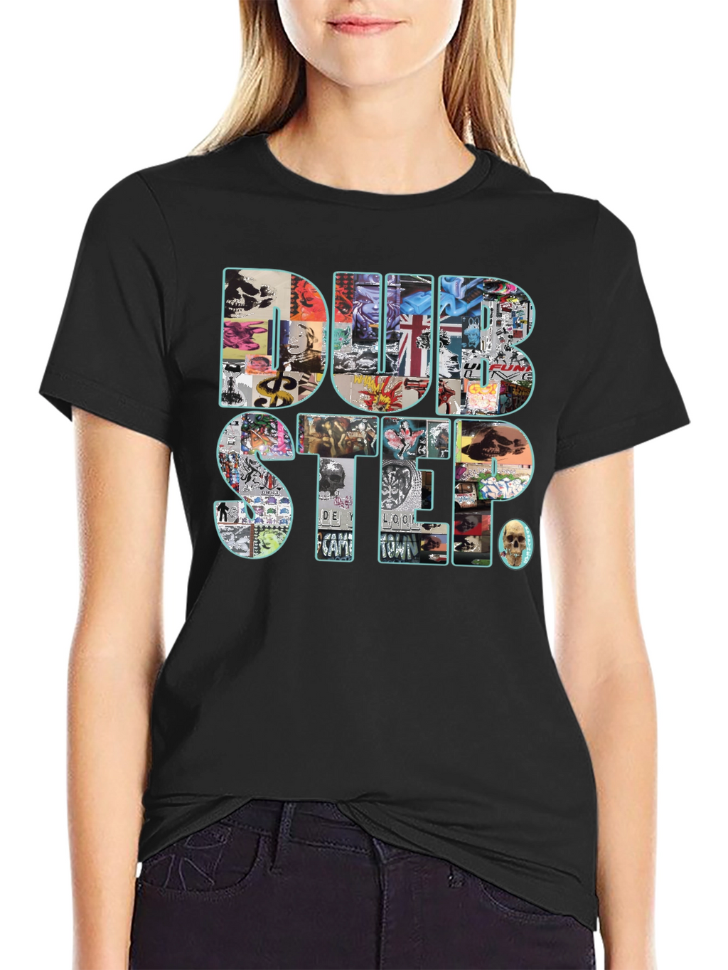 Dubstep Collage Graphic Black T-Shirt