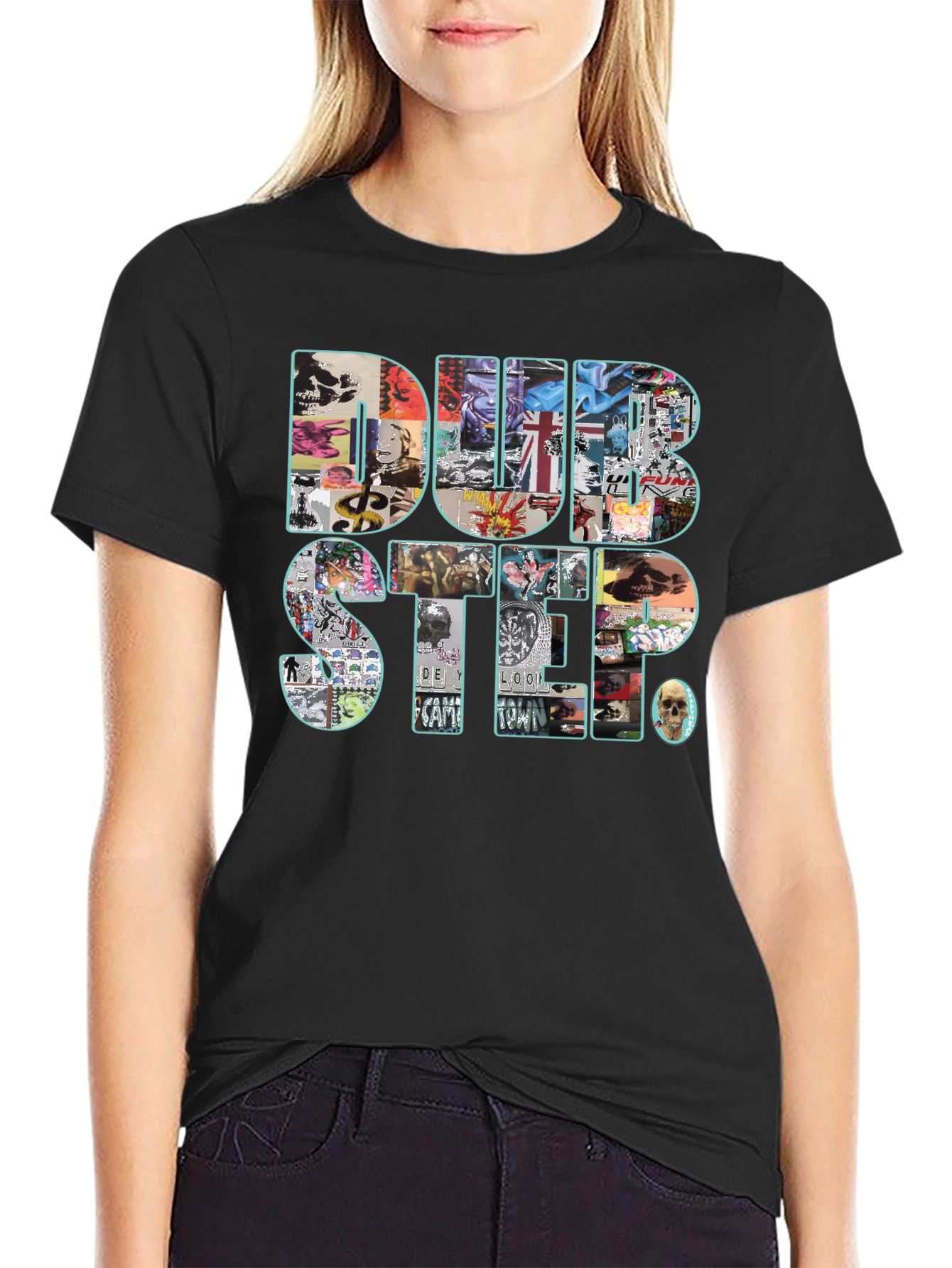Dubstep Collage Graphic Black T-Shirt