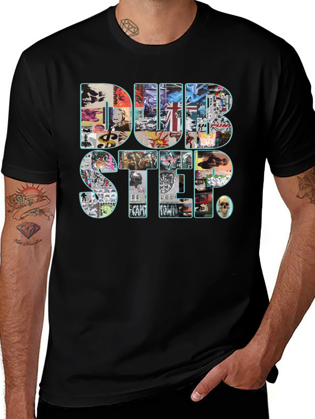 Dubstep Collage Graphic Black T-Shirt