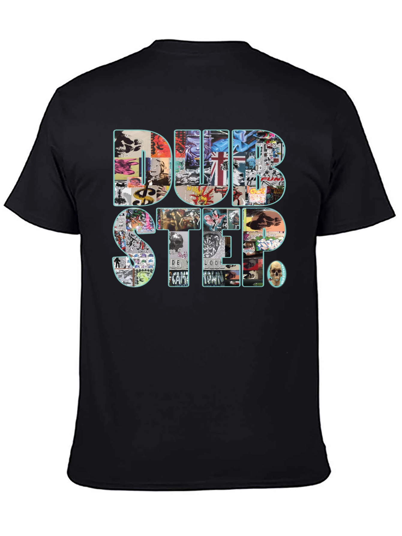 Dubstep Collage Graphic Black T-Shirt