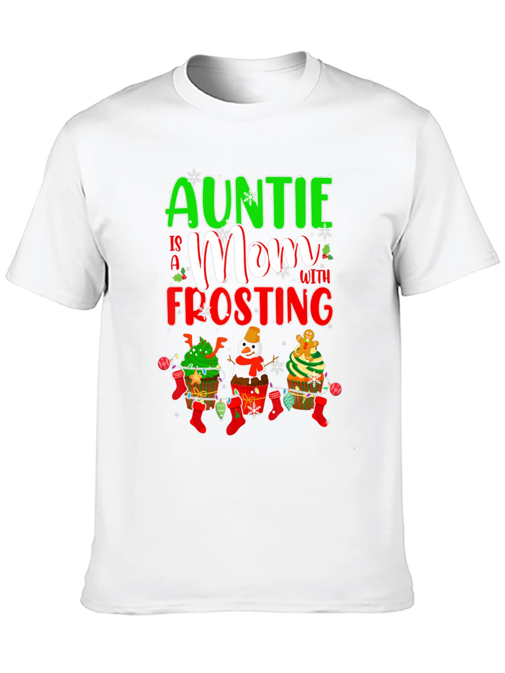 Auntie Mom Frosting Cupcake Christmas T-Shirt