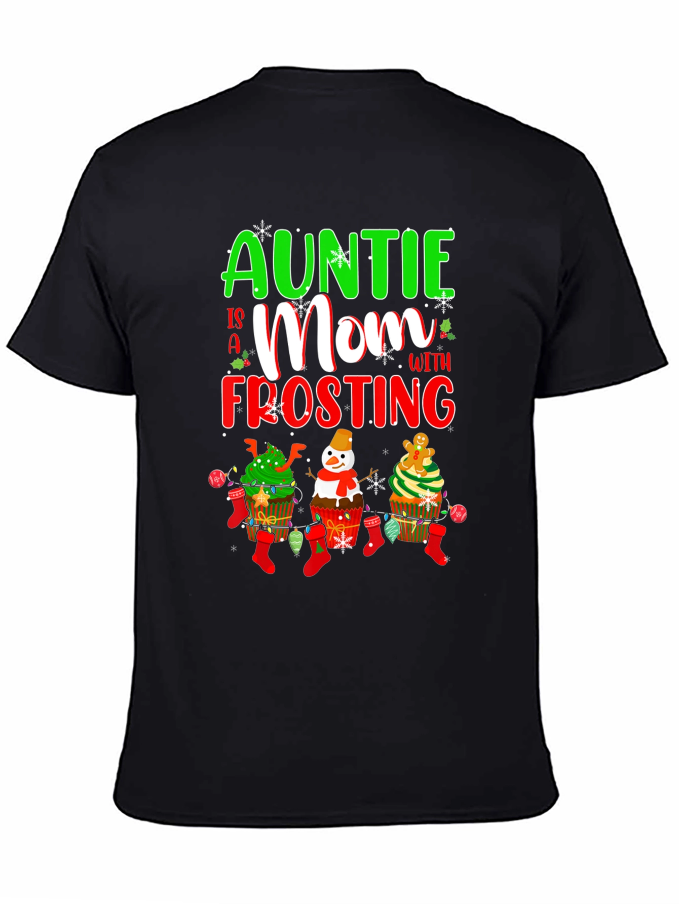 Auntie Mom Frosting Cupcake Christmas T-Shirt