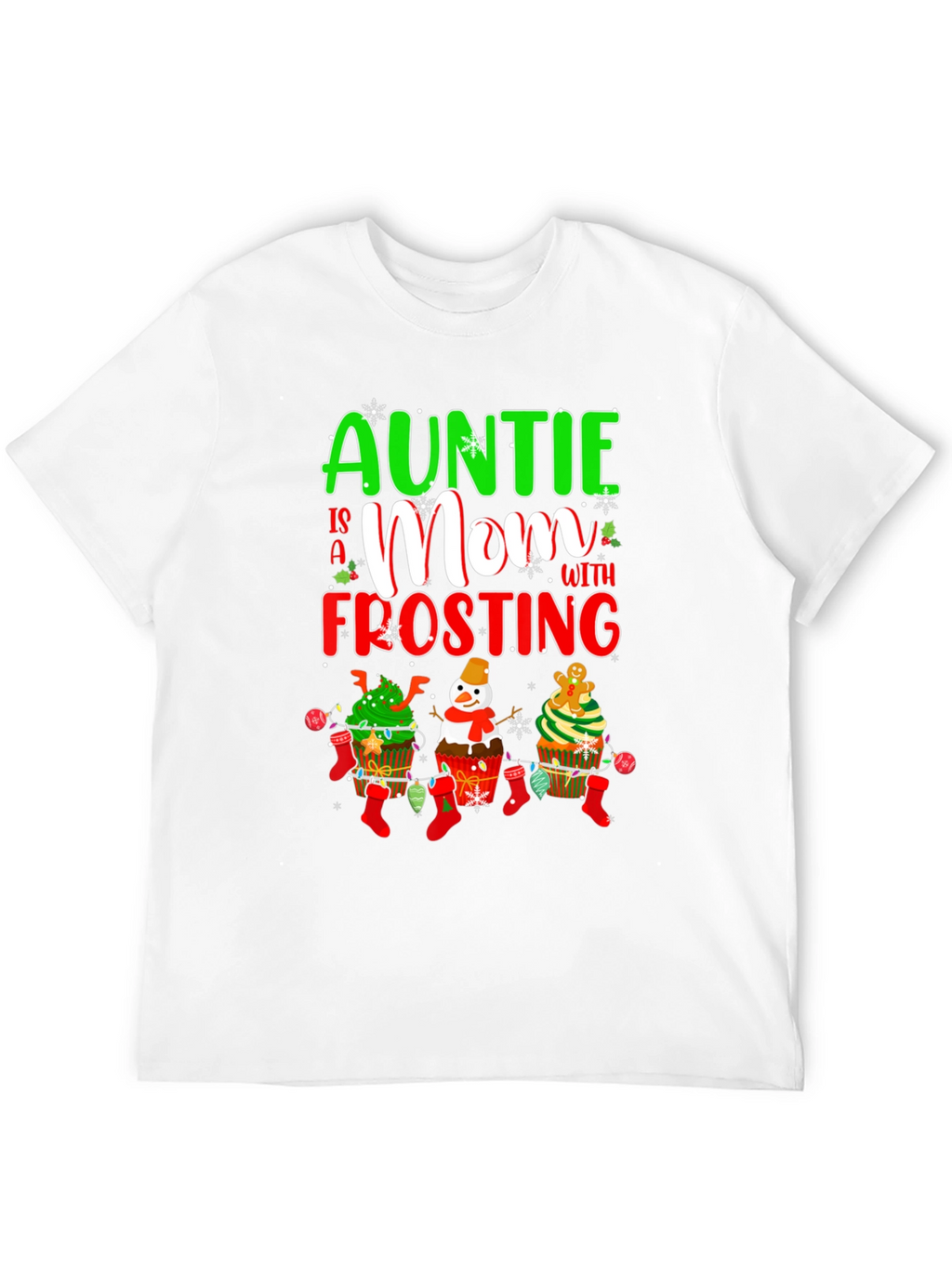 Auntie Mom Frosting Cupcake Christmas T-Shirt