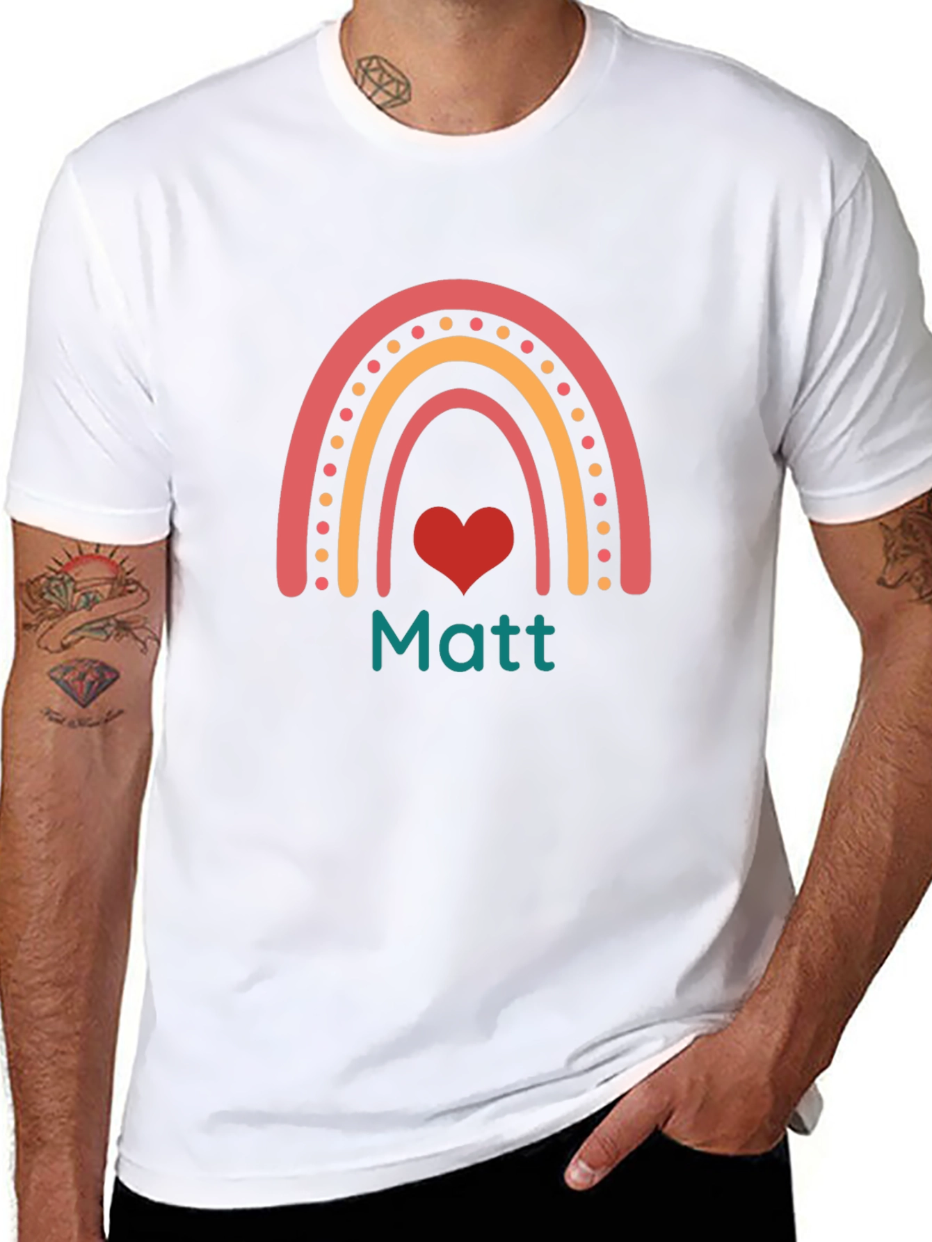 Matt Rainbow Heart Graphic Tee - Black