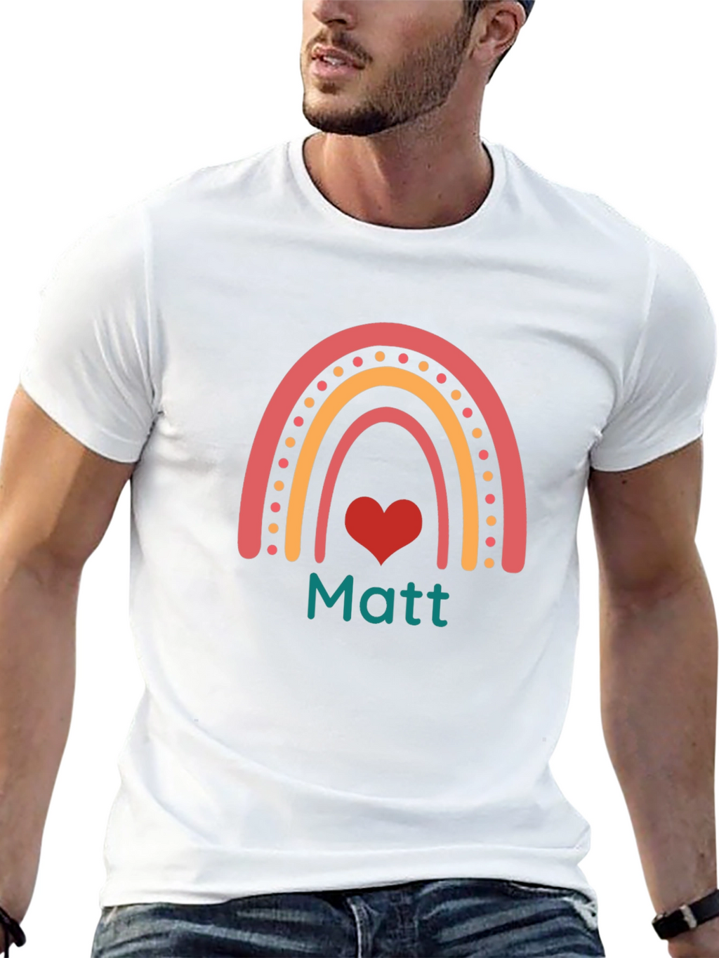 Matt Rainbow Heart Graphic Tee - Black