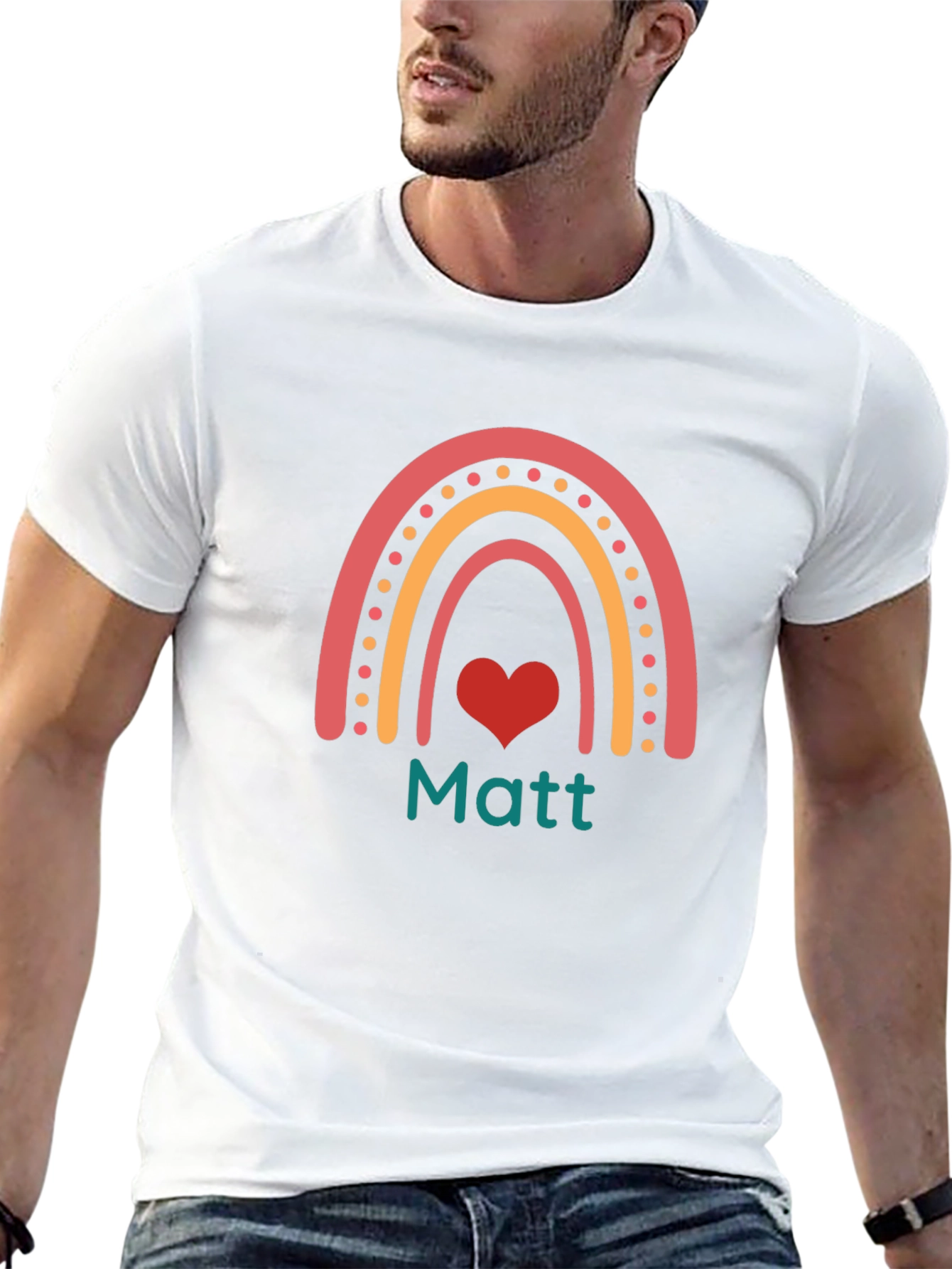 Matt Rainbow Heart Graphic Tee - Black