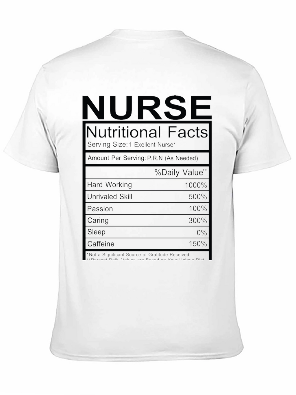 Nurse Nutritional Facts Black T-Shirt