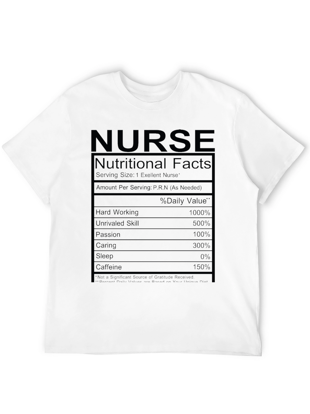 Nurse Nutritional Facts Black T-Shirt