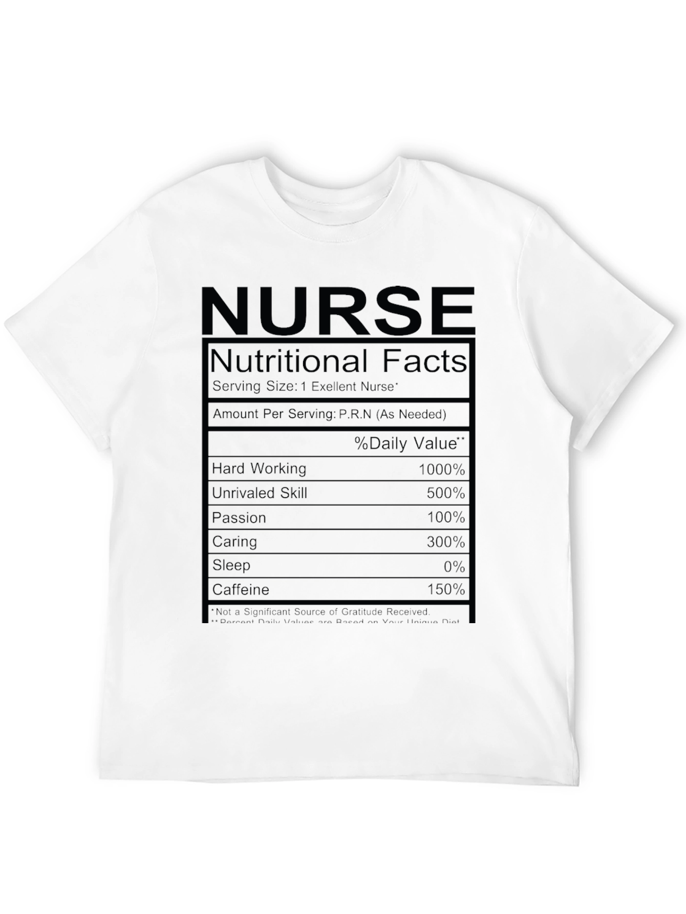 Nurse Nutritional Facts Black T-Shirt