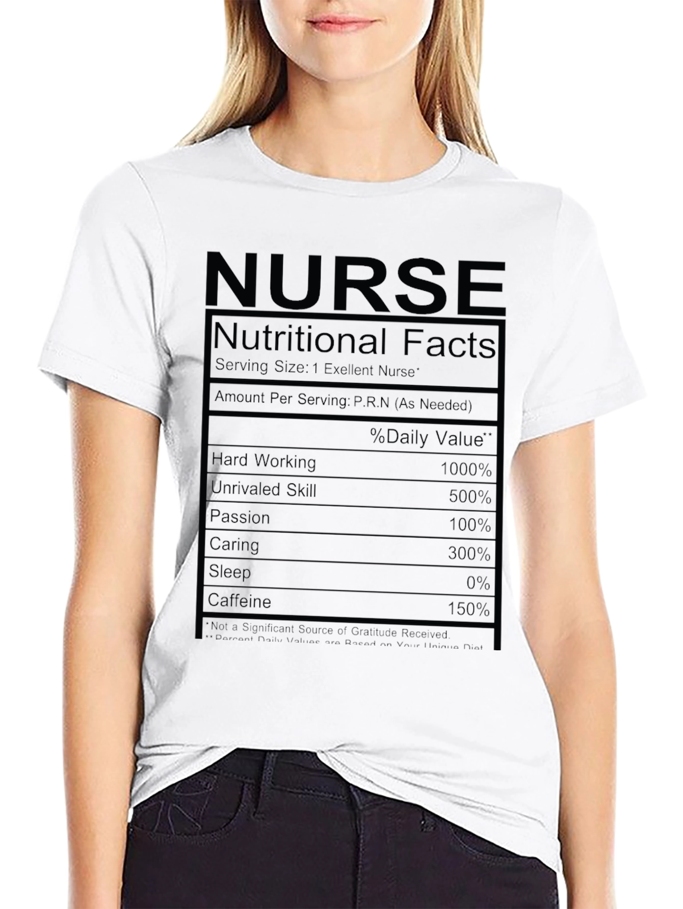 Nurse Nutritional Facts Black T-Shirt