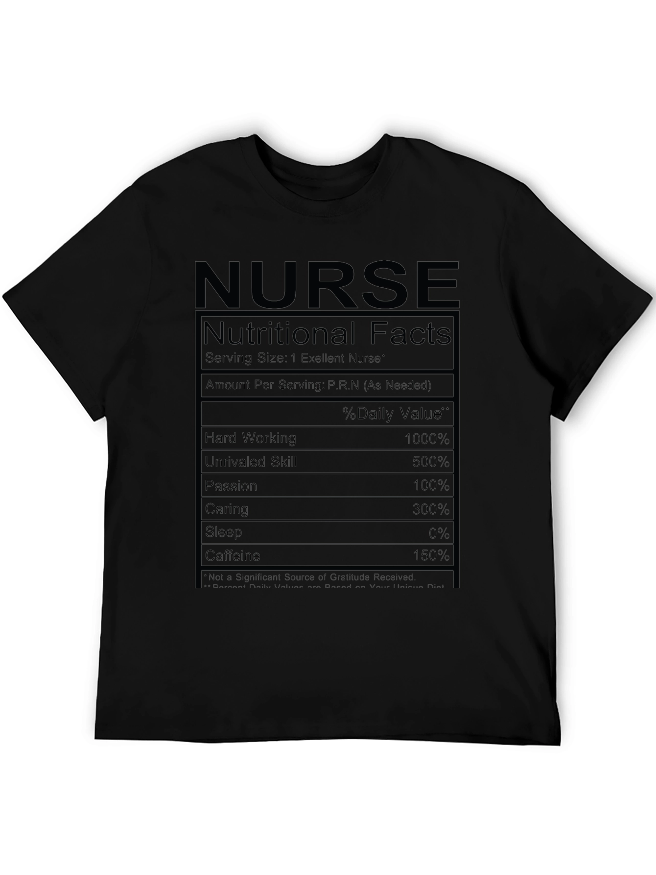 Nurse Nutritional Facts Black T-Shirt