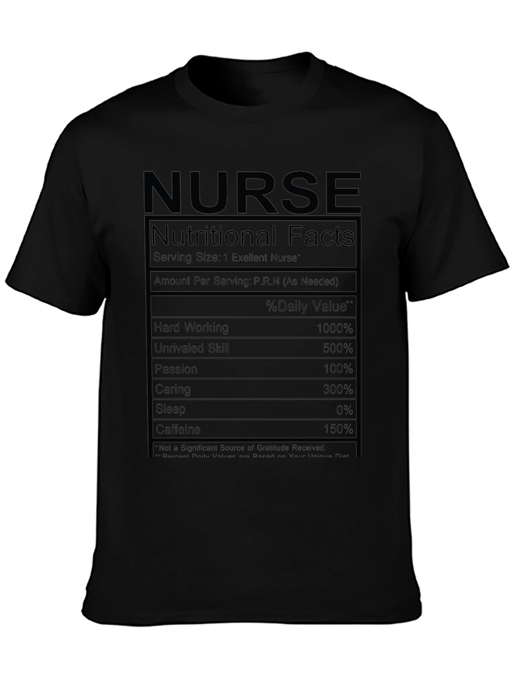 Nurse Nutritional Facts Black T-Shirt