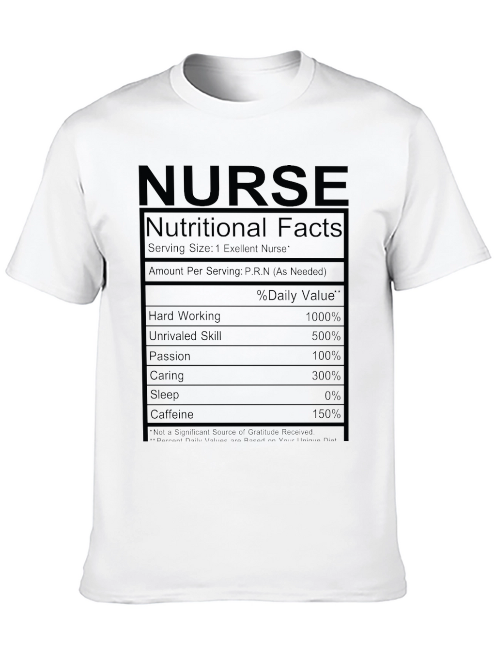Nurse Nutritional Facts Black T-Shirt