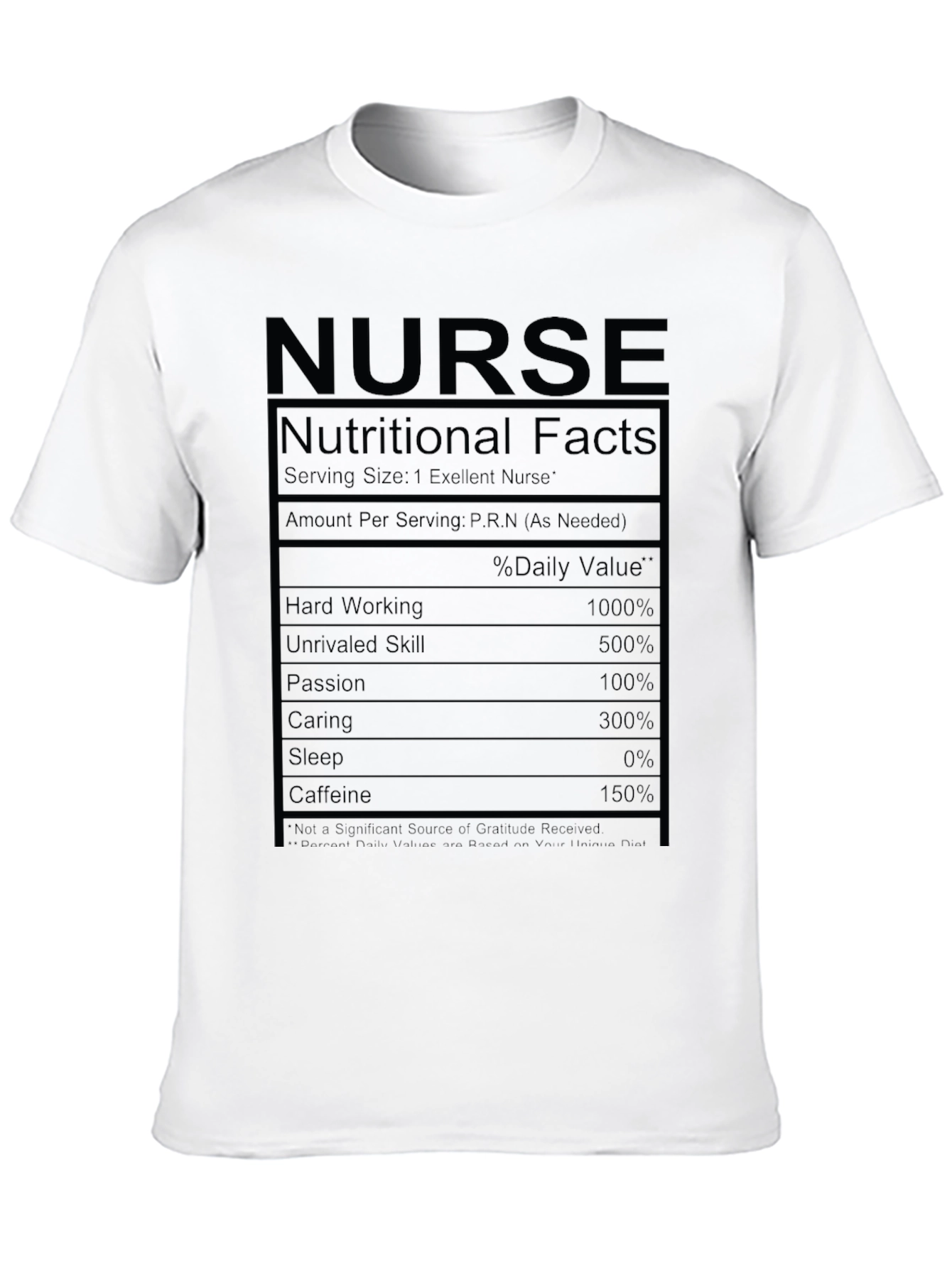 Nurse Nutritional Facts Black T-Shirt