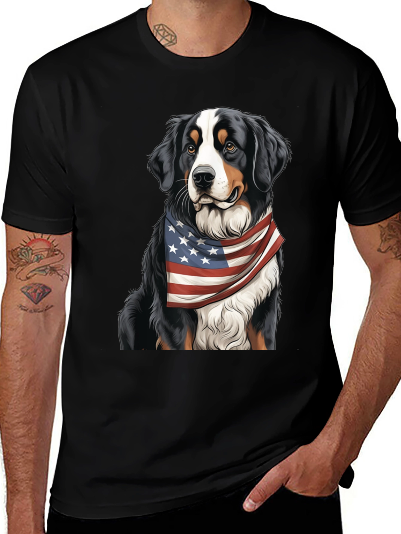 Patriotic Bernese Mountain Dog T-Shirt