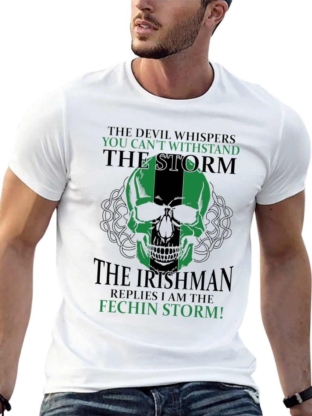 Irishman Fechin Storm Skull Graphic T-Shirt