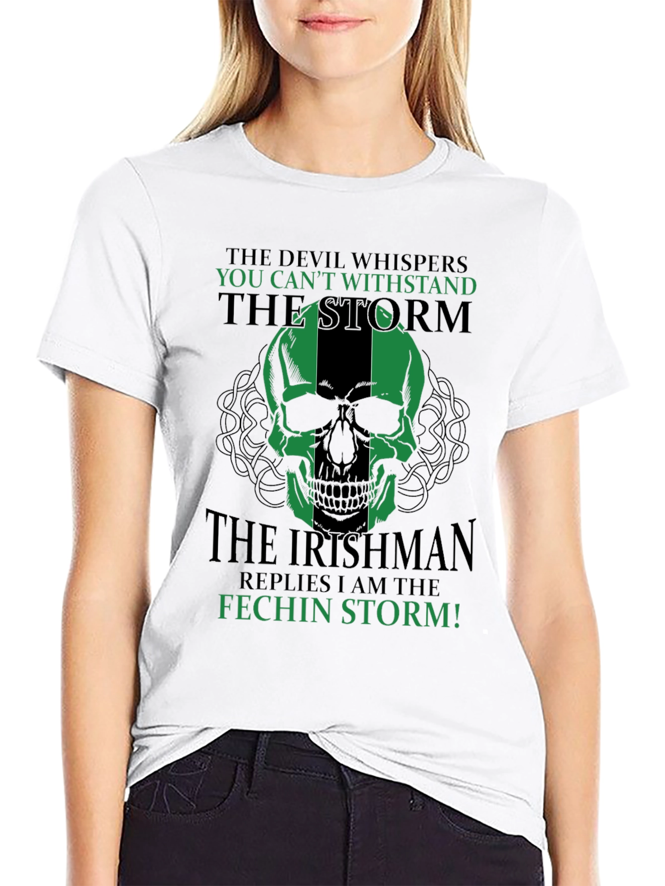 Irishman Fechin Storm Skull Graphic T-Shirt