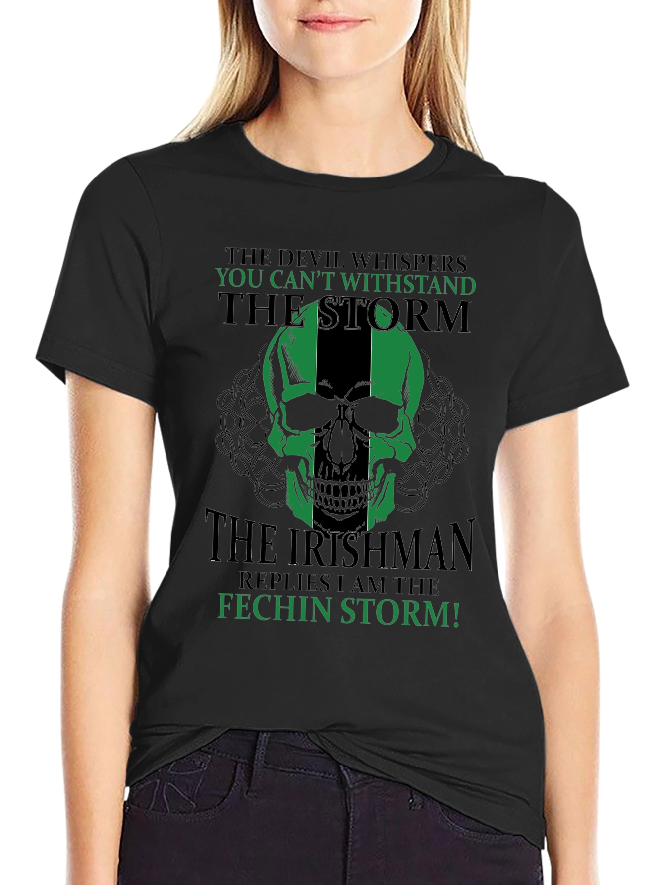 Irishman Fechin Storm Skull Graphic T-Shirt
