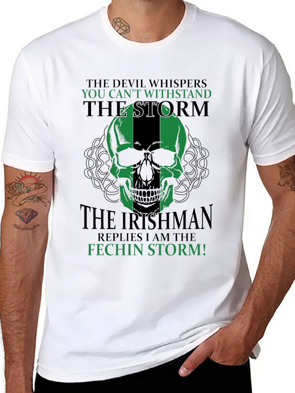 Irishman Fechin Storm Skull Graphic T-Shirt