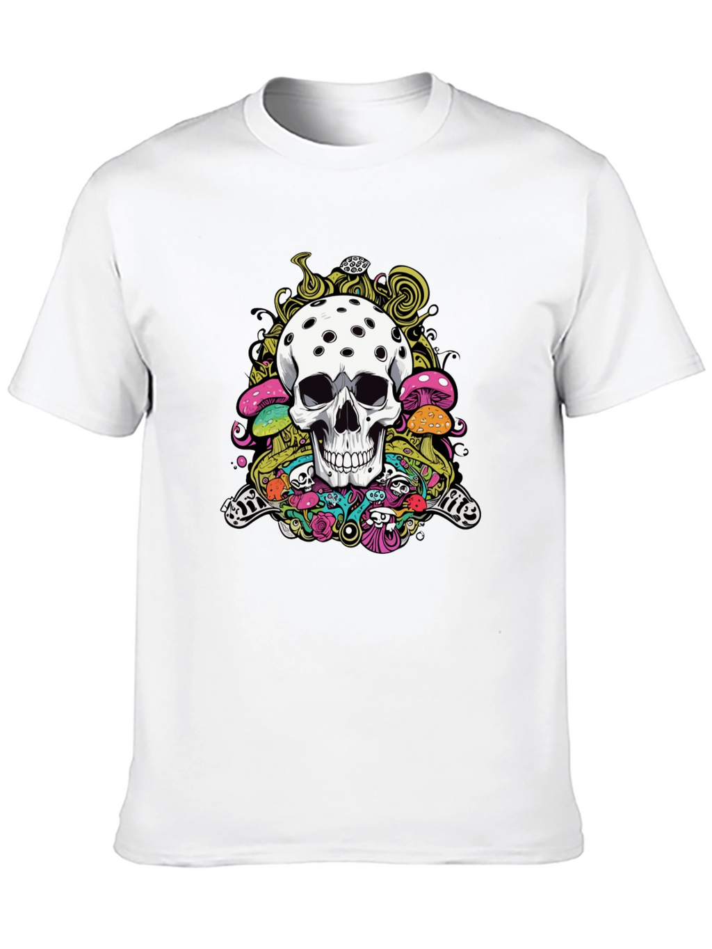 Psychedelic Skull Graphic Tee - Black