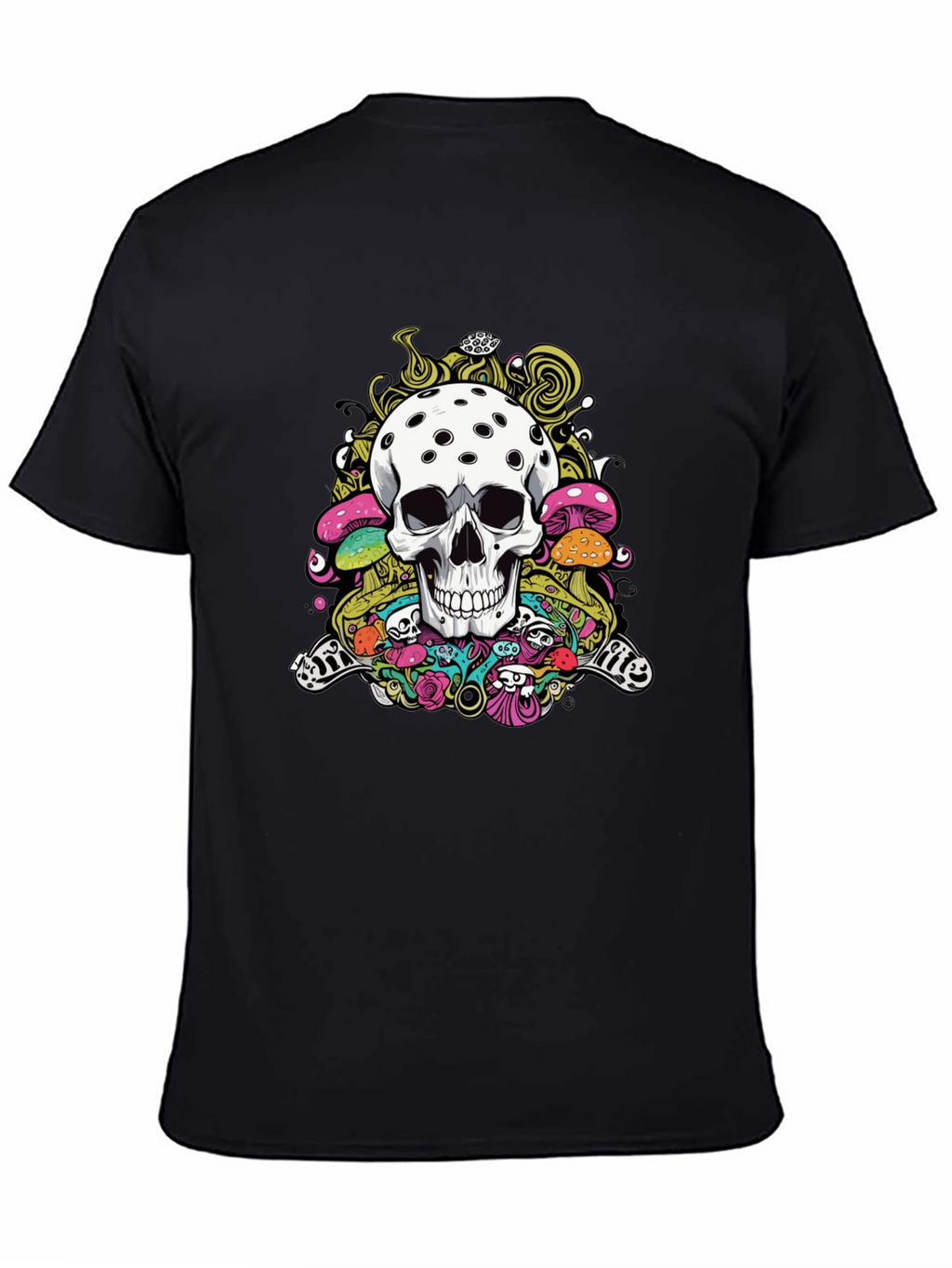 Psychedelic Skull Graphic Tee - Black