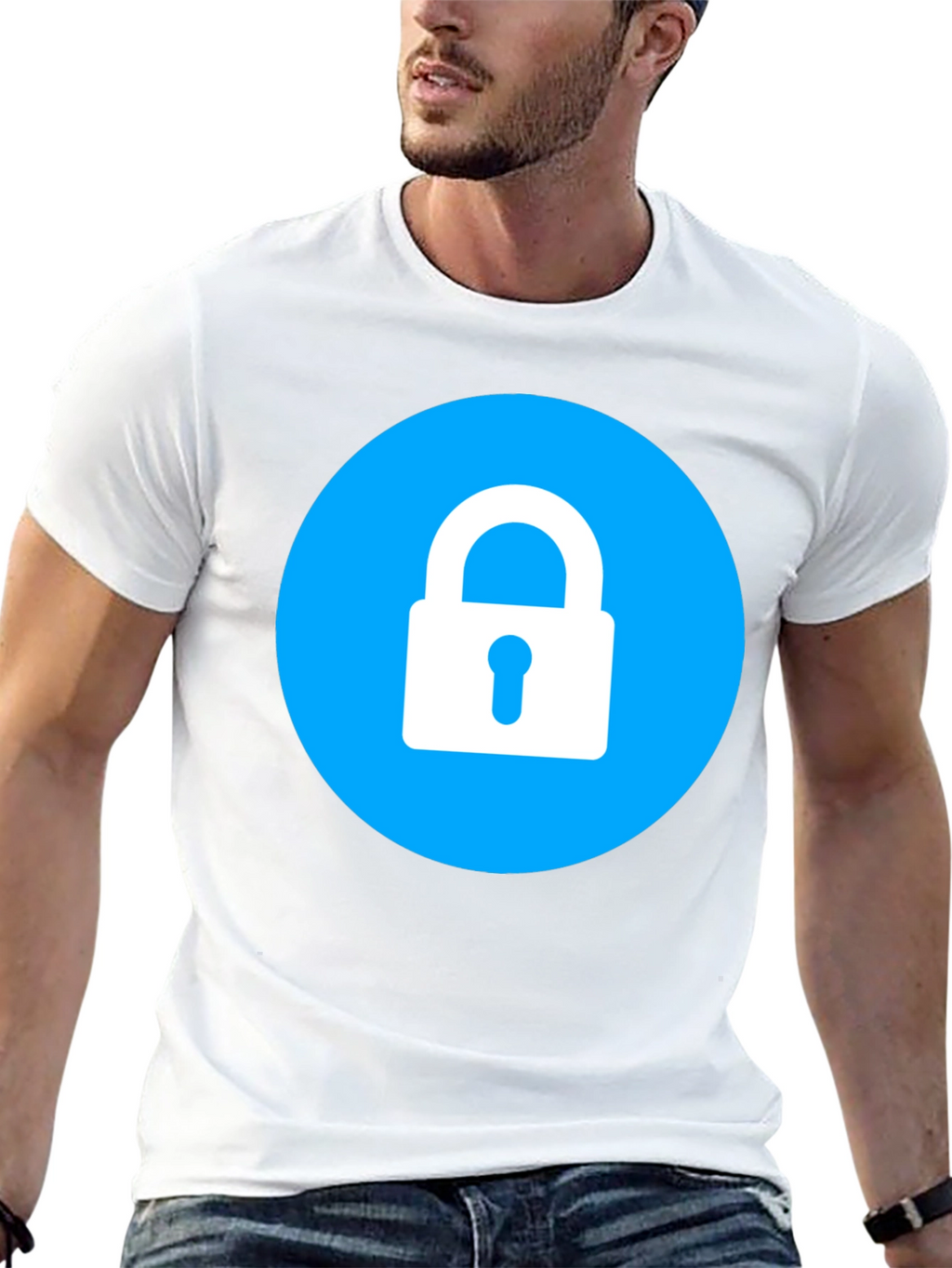 Secure Black T-Shirt - Lock Icon Design