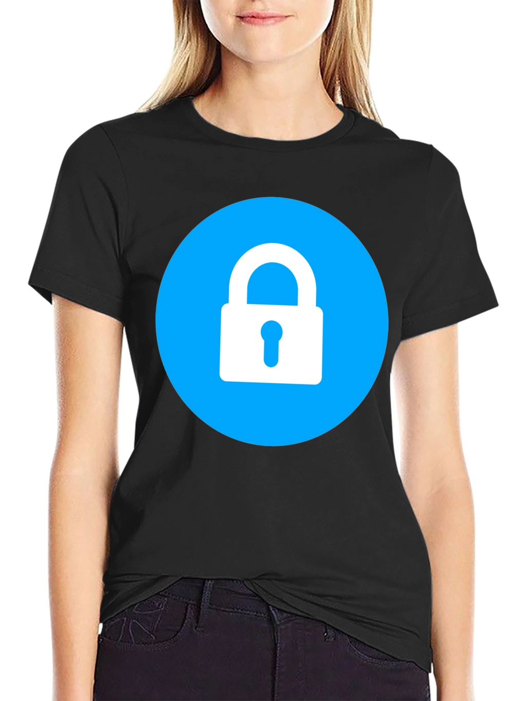 Secure Black T-Shirt - Lock Icon Design