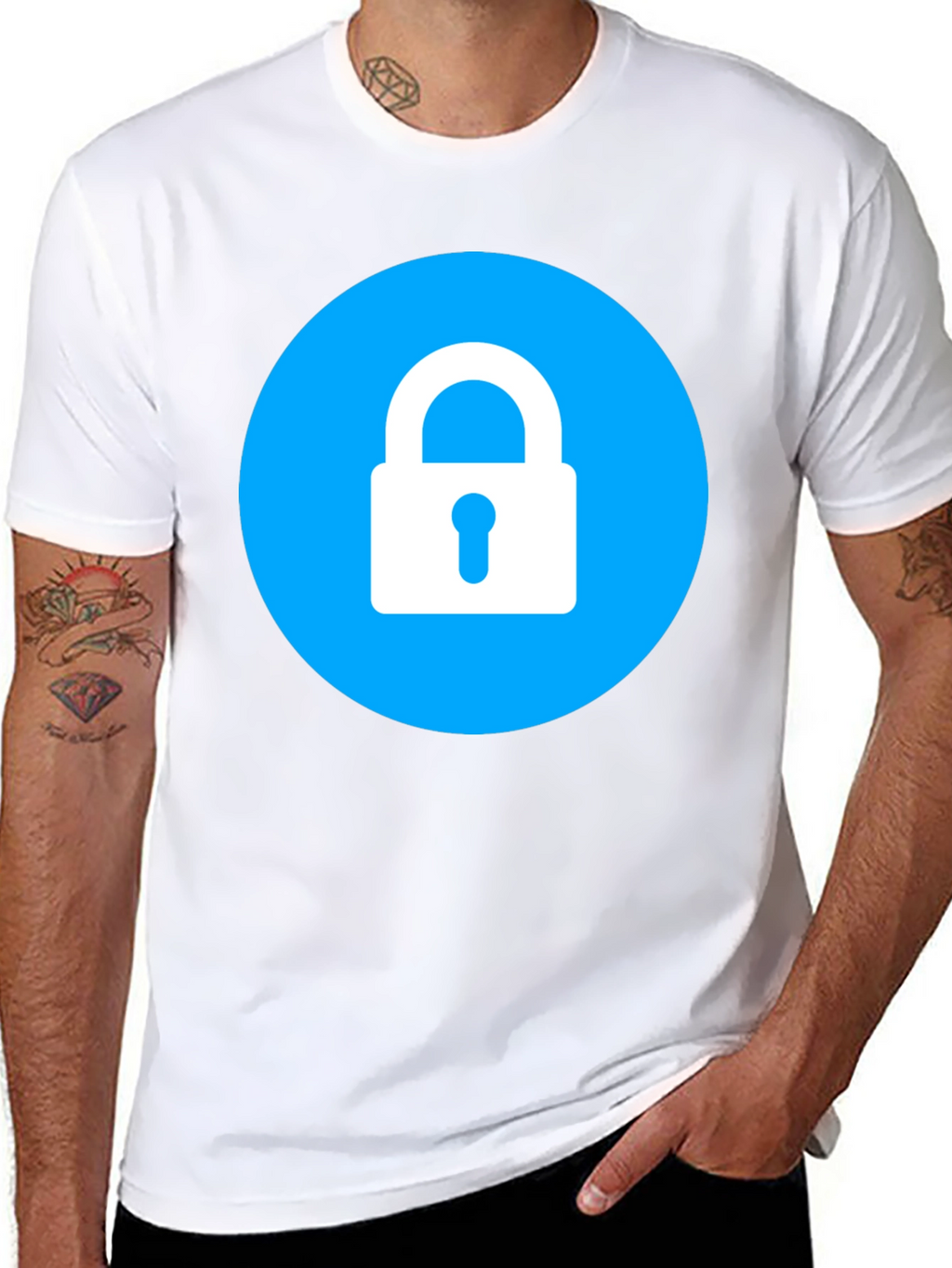 Secure Black T-Shirt - Lock Icon Design