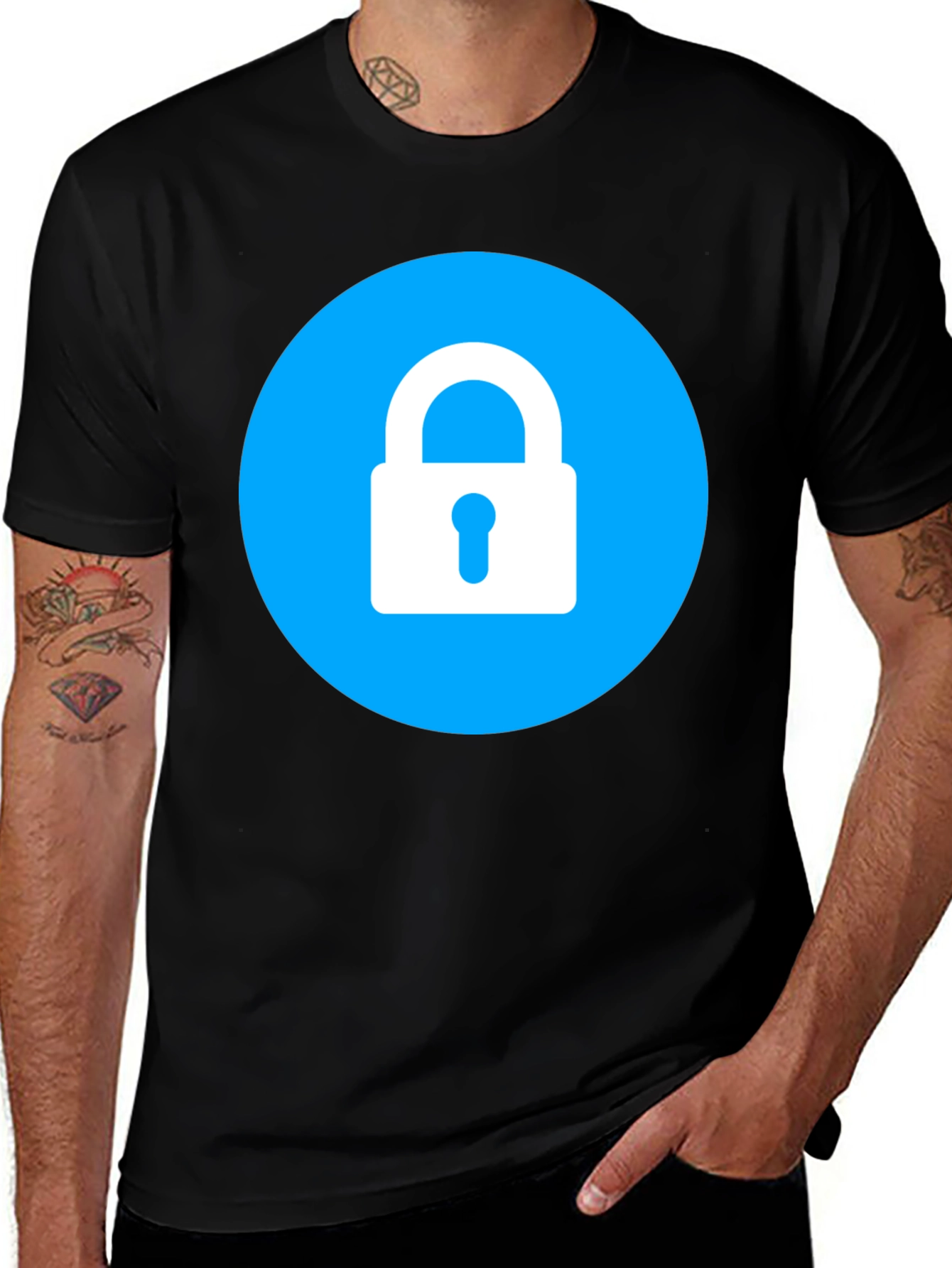 Secure Black T-Shirt - Lock Icon Design