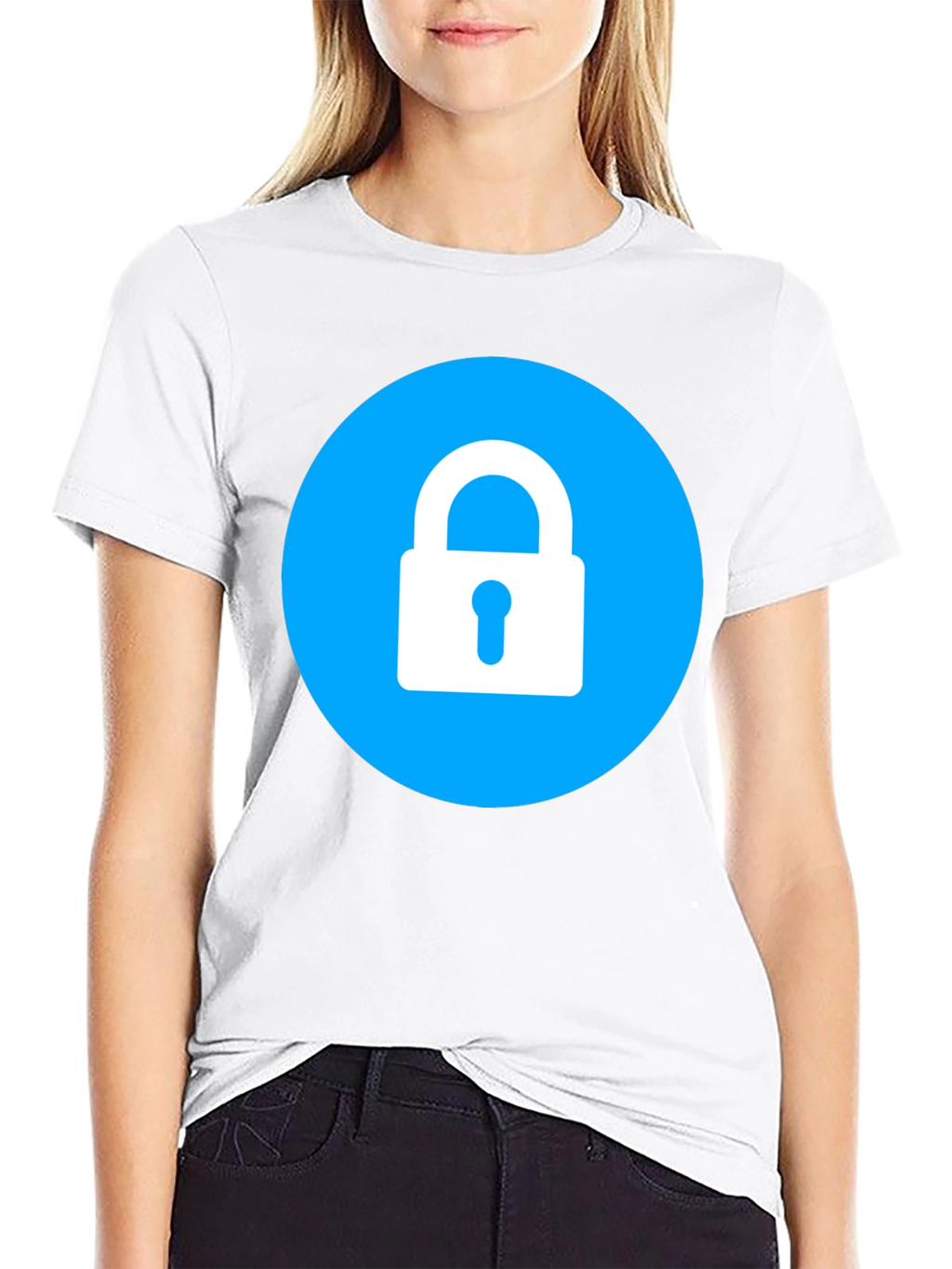 Secure Black T-Shirt - Lock Icon Design