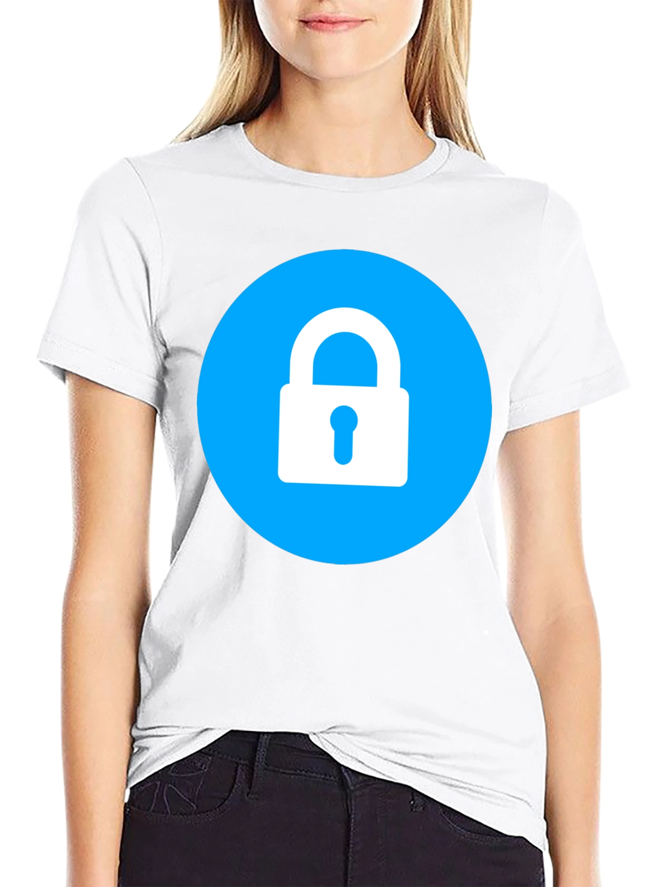 Secure Black T-Shirt - Lock Icon Design