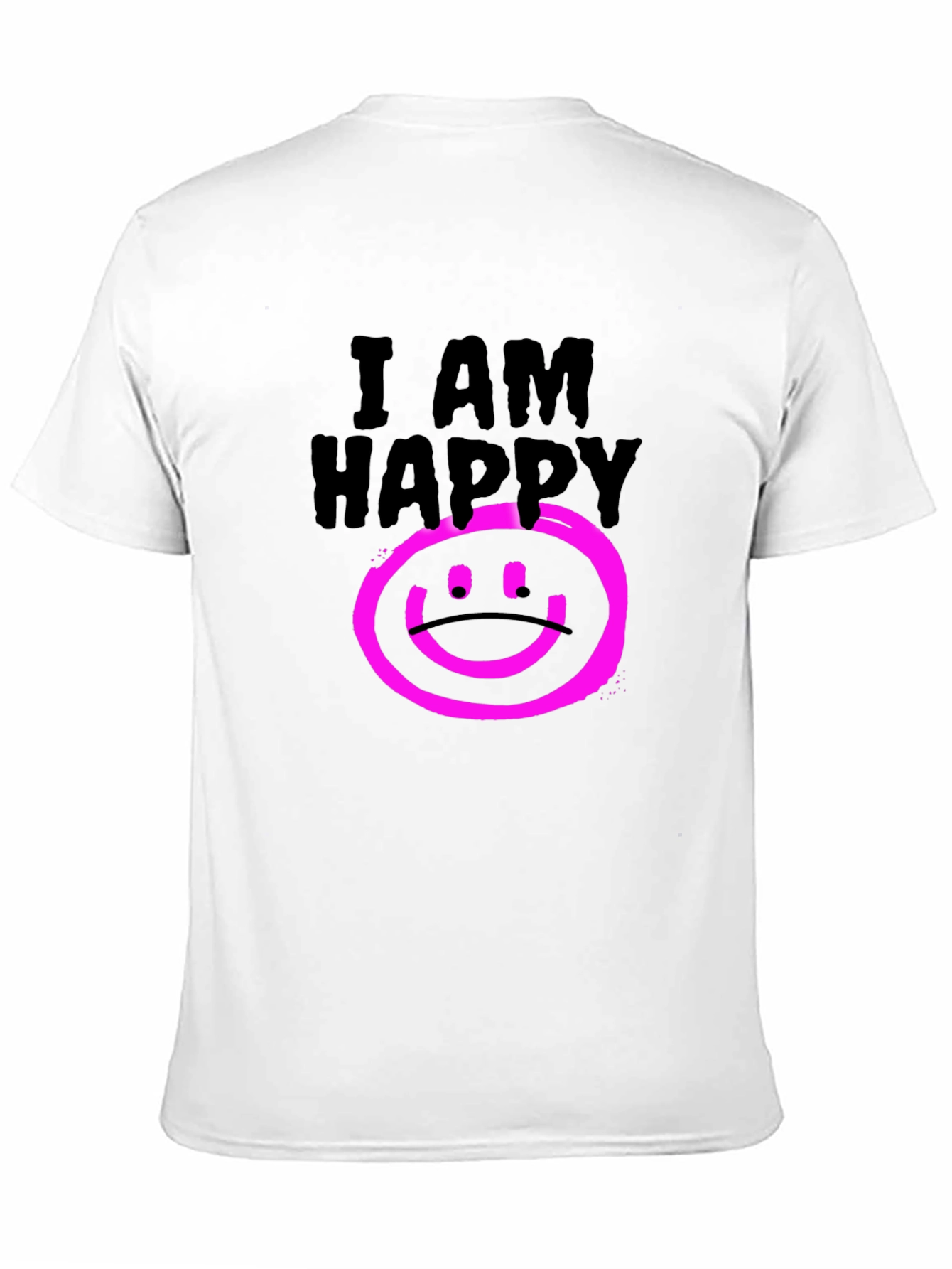 I AM HAPPY Graphic Black T-Shirt