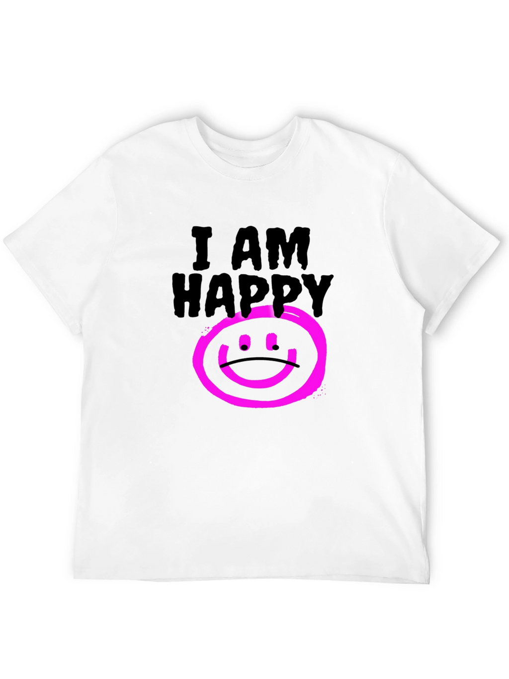 I AM HAPPY Graphic Black T-Shirt