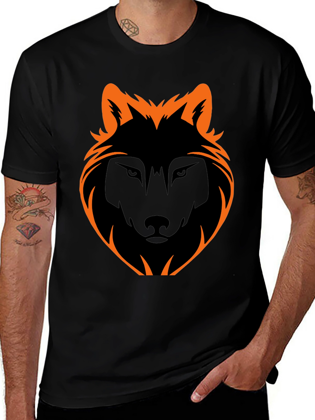 Black Wolf Graphic Tee - Stylish Mens Casual Shirt