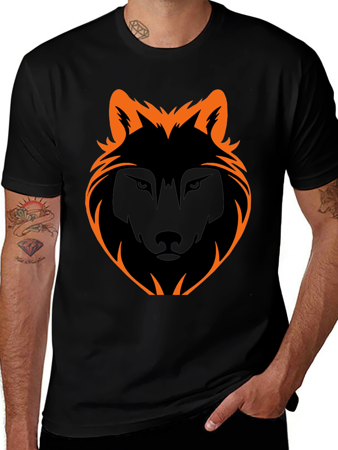 Black Wolf Graphic Tee - Stylish Mens Casual Shirt