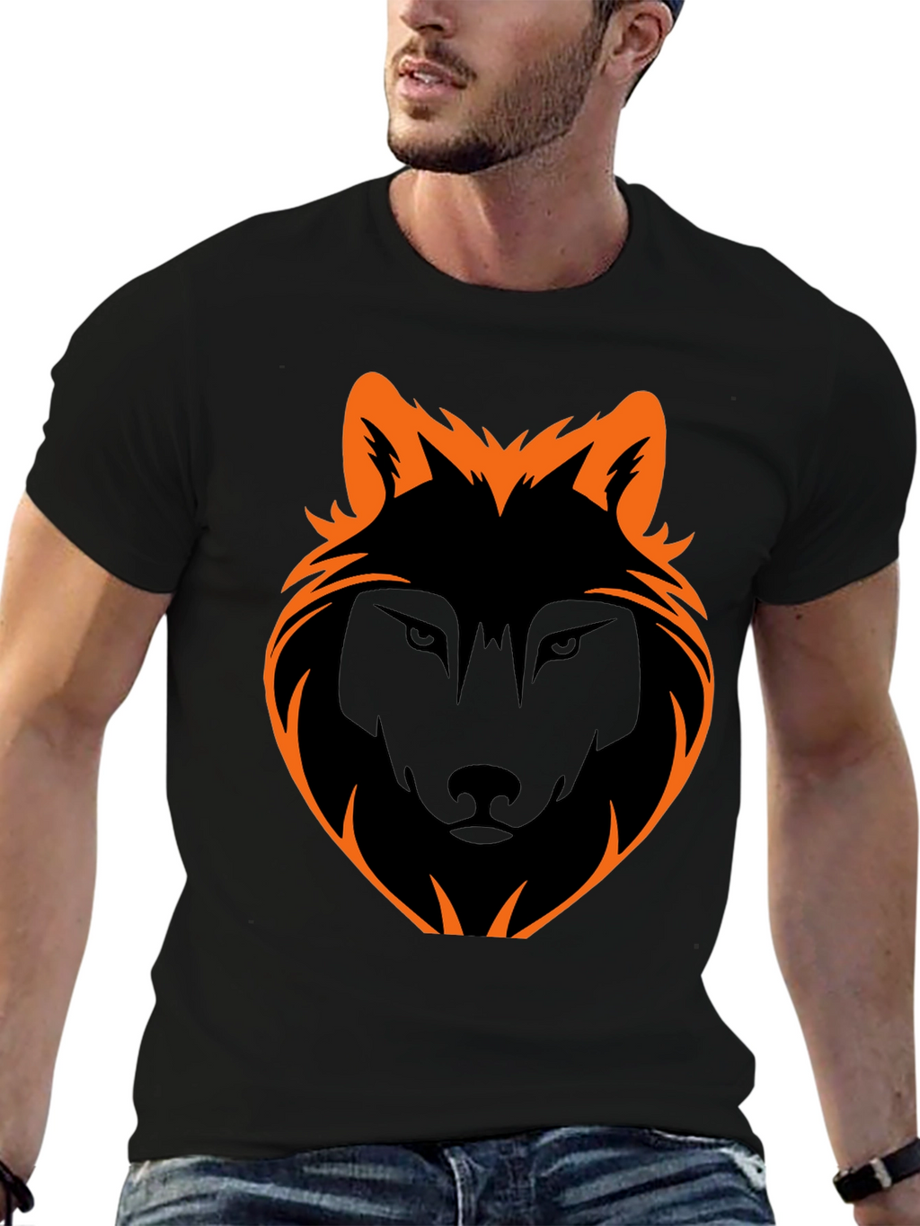 Black Wolf Graphic Tee - Stylish Mens Casual Shirt