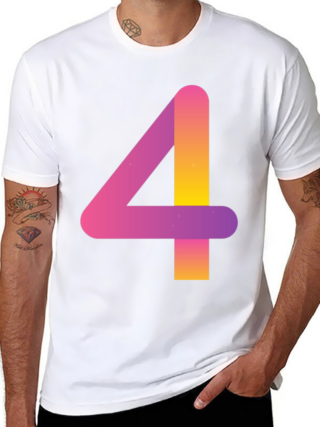 Gradient Number 4 Graphic Tee - Soft Cotton Blend